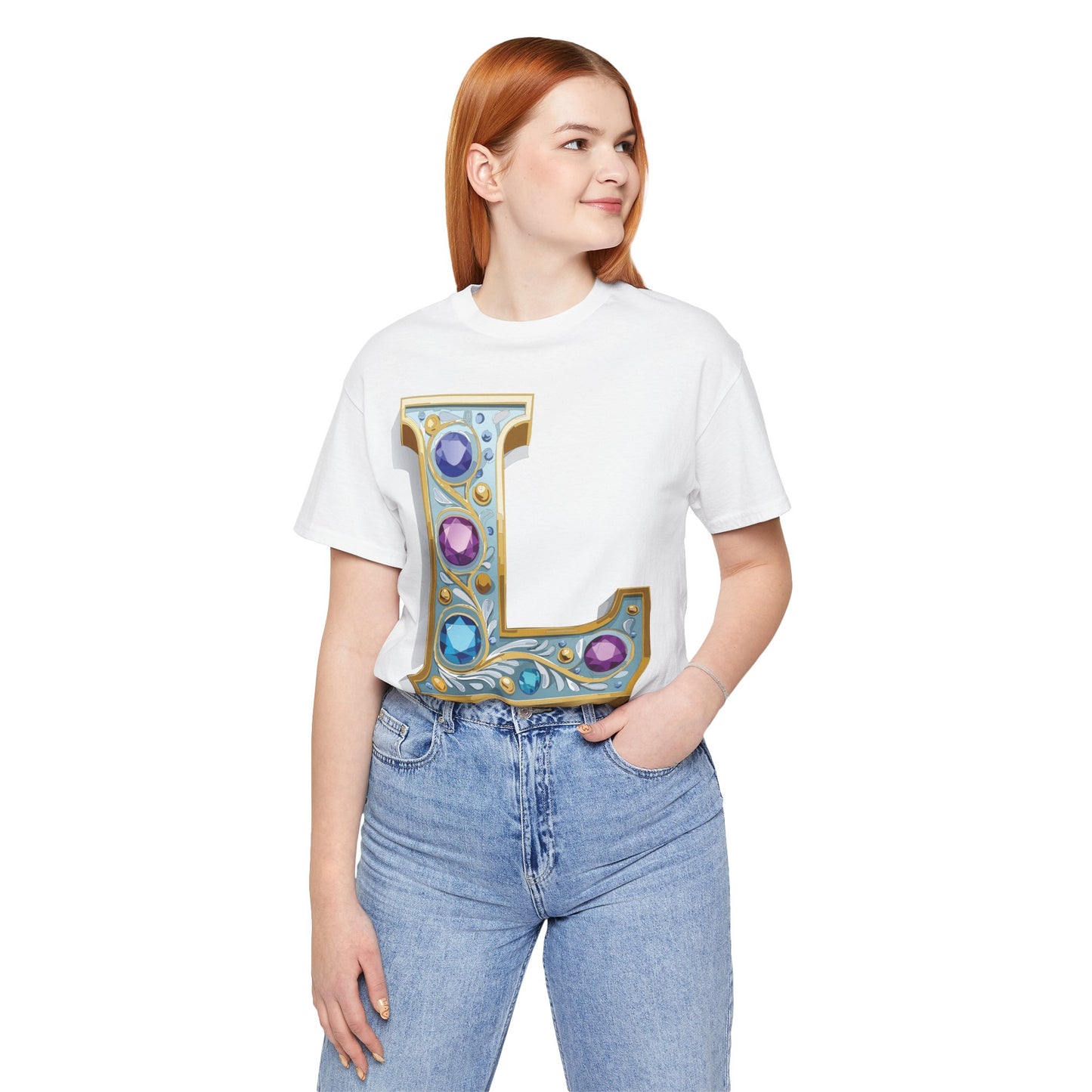 Letter Shirt, Shirt with Letters, Tee Shirt with Gold Letter, Shirt with Antique Letters
