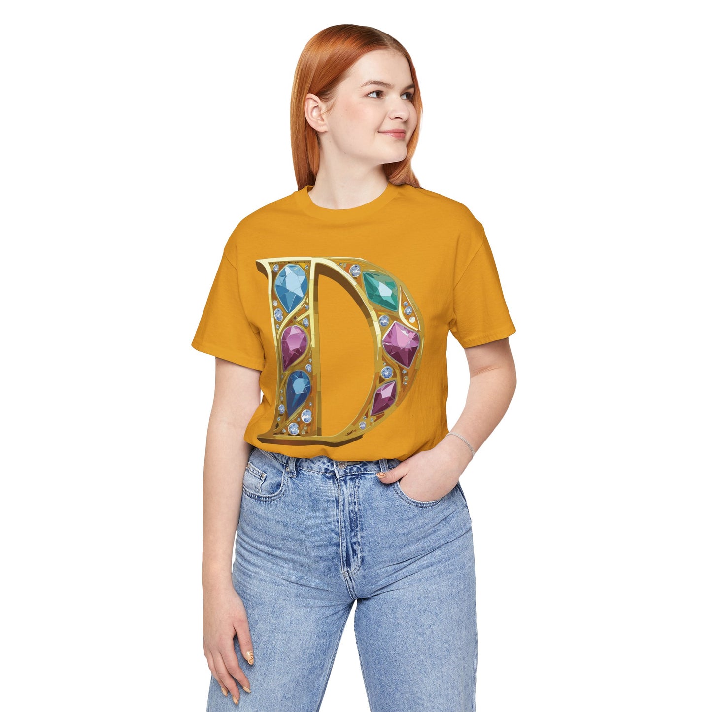 Letter Shirt, Shirt with Letters, Tee Shirt with Gold Letter, Shirt with Antique Letters