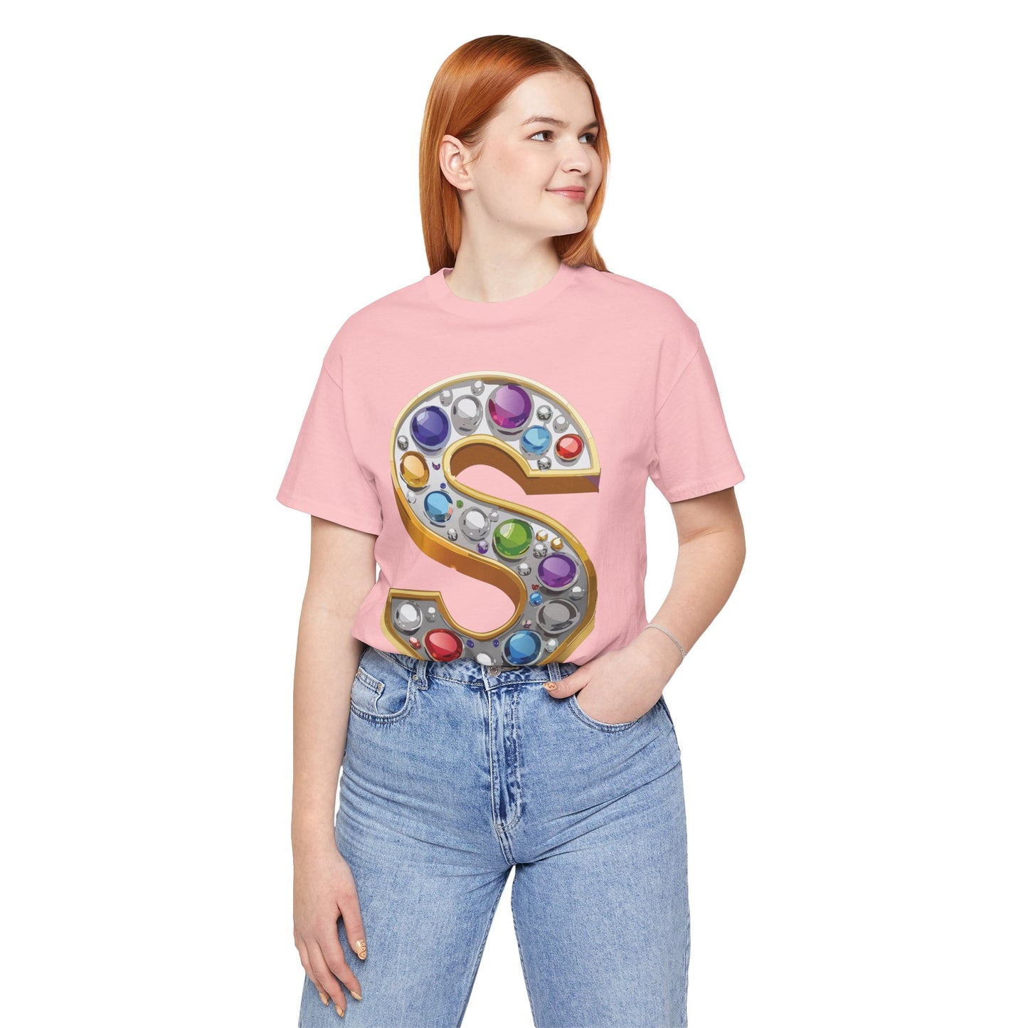 Letter Shirt, Shirt with Letters, Tee Shirt with Gold Letter, Shirt with Antique Letters