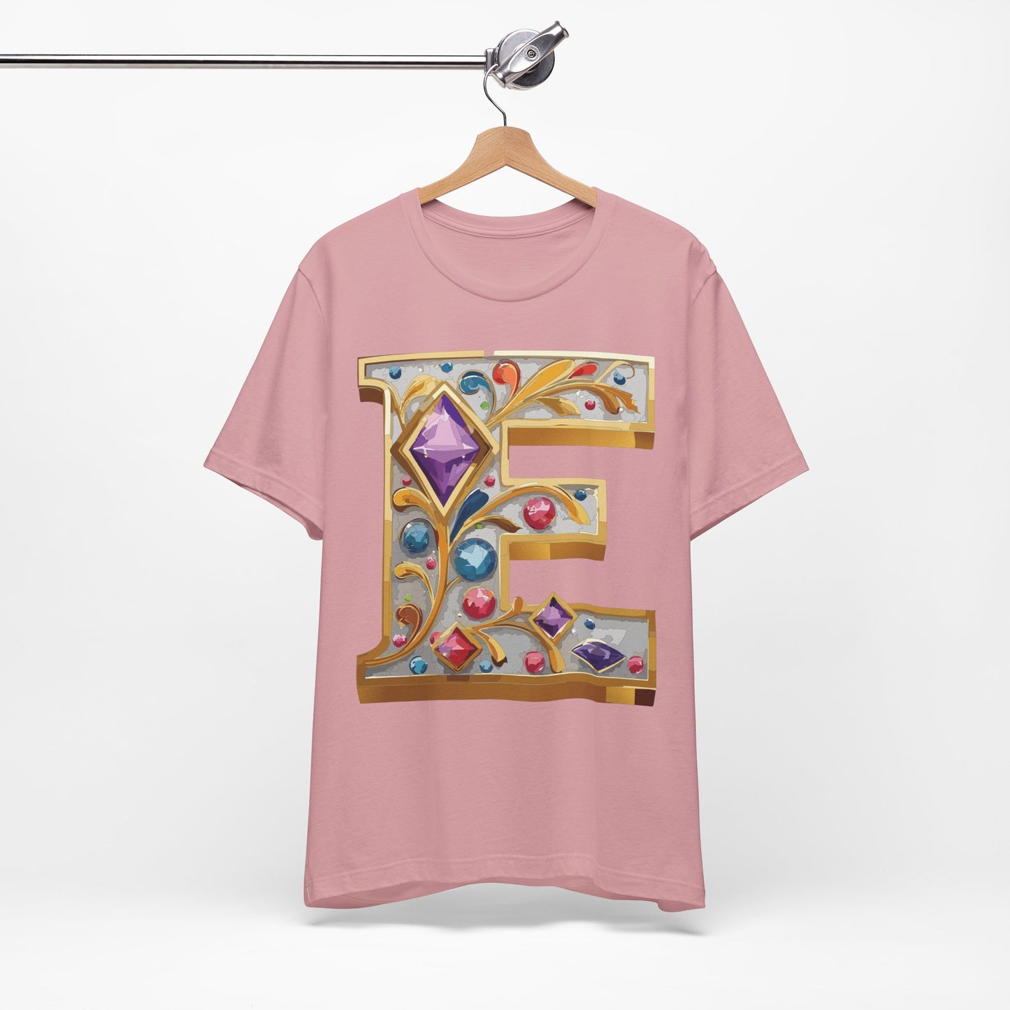 Letter Shirt, Shirt with Letters, Tee Shirt with Gold Letter, Shirt with Antique Letters