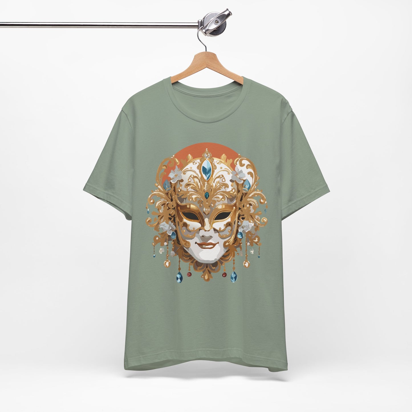 Mask Shirt, Shirt with Mask, Tee Shirt with Gold Face