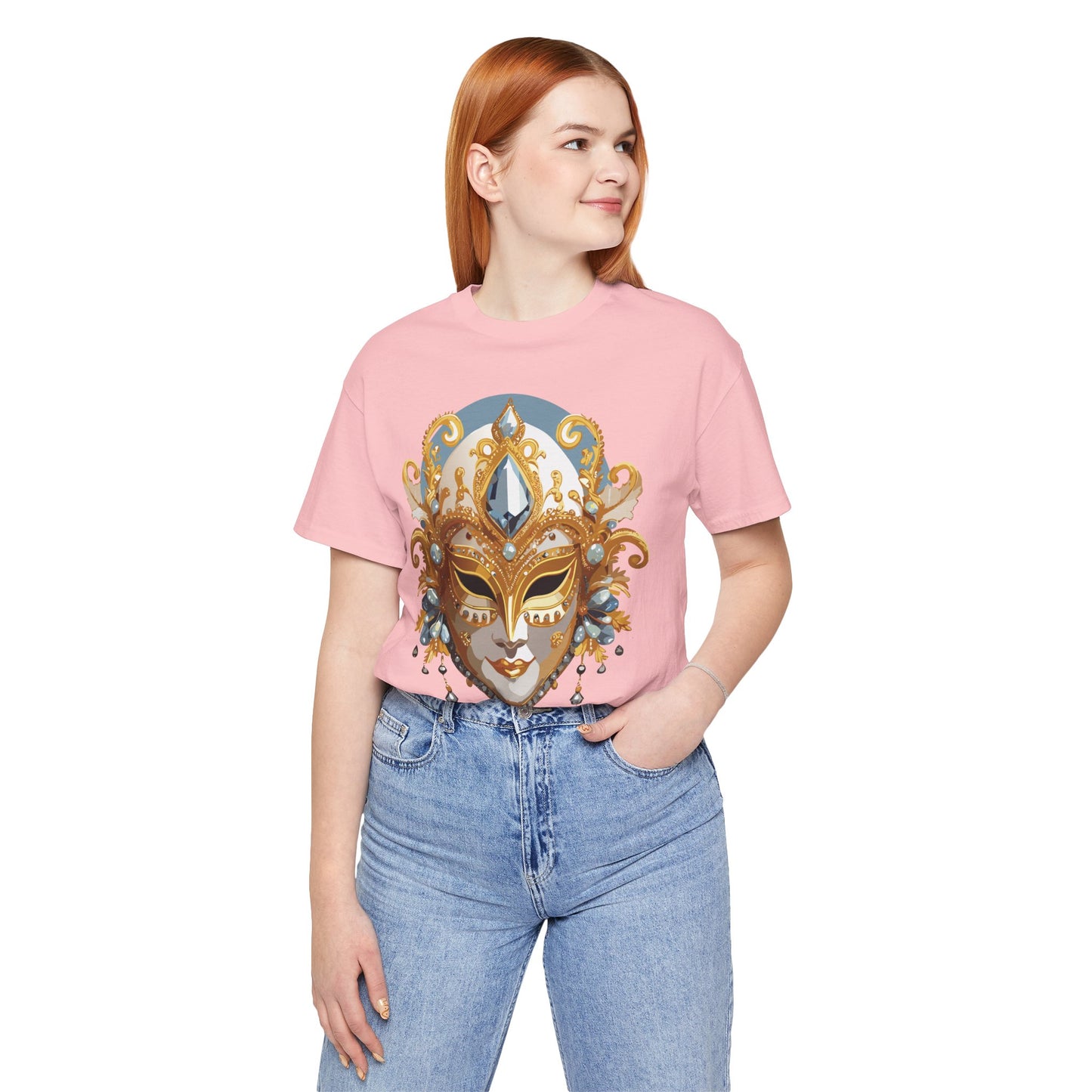 Mask Shirt, Shirt with Mask, Tee Shirt with Gold Face
