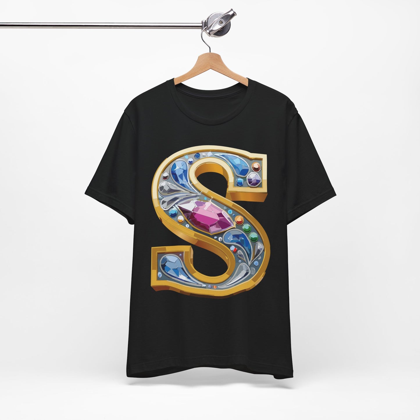 Letter Shirt, Shirt with Letters, Tee Shirt with Gold Letter, Shirt with Antique Letters