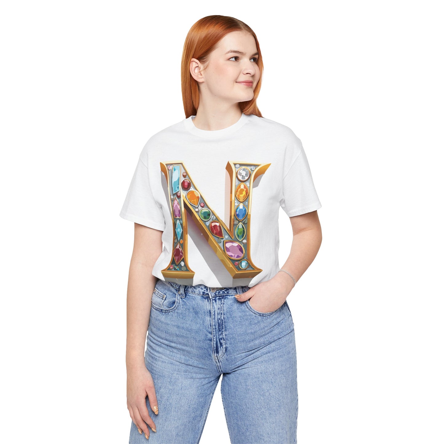 Letter Shirt, Shirt with Letters, Tee Shirt with Gold Letter, Shirt with Antique Letters