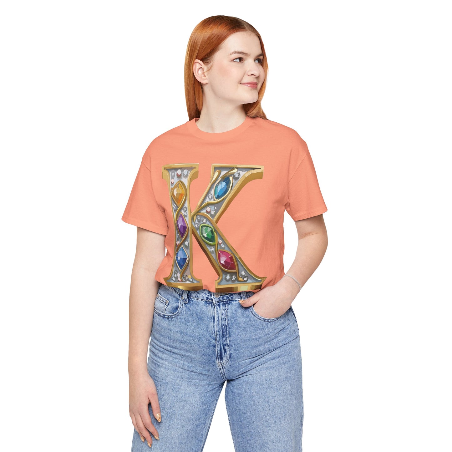 Letter Shirt, Shirt with Letters, Tee Shirt with Gold Letter, Shirt with Antique Letters