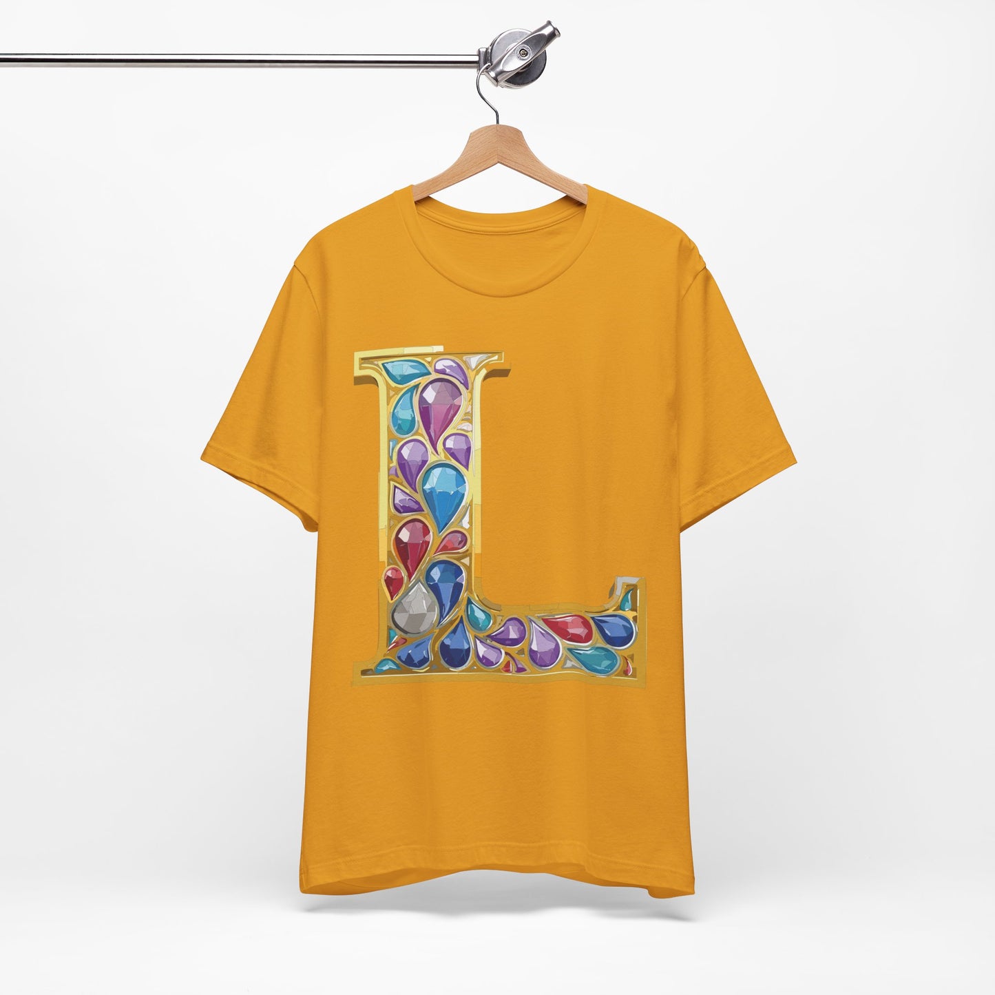 Letter Shirt, Shirt with Letters, Tee Shirt with Gold Letter, Shirt with Antique Letters