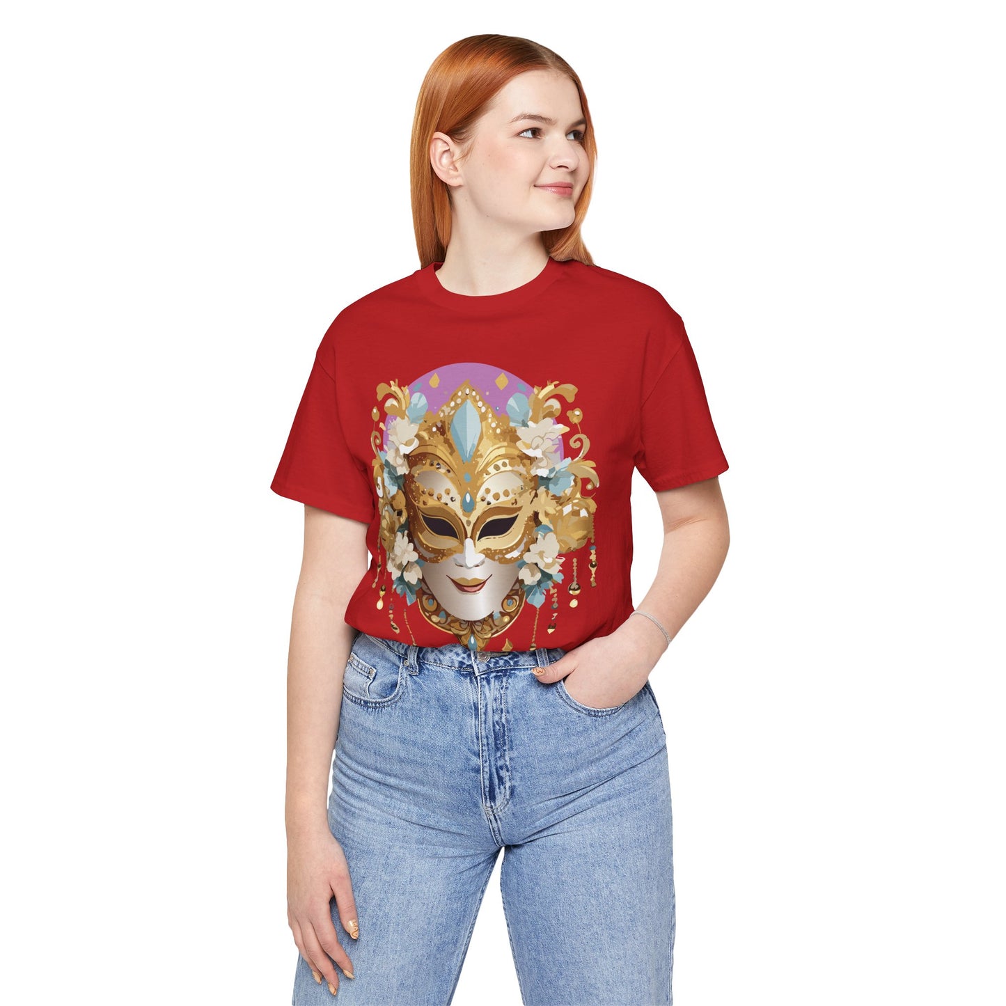 Mask Shirt, Shirt with Mask, Tee Shirt with Gold Face