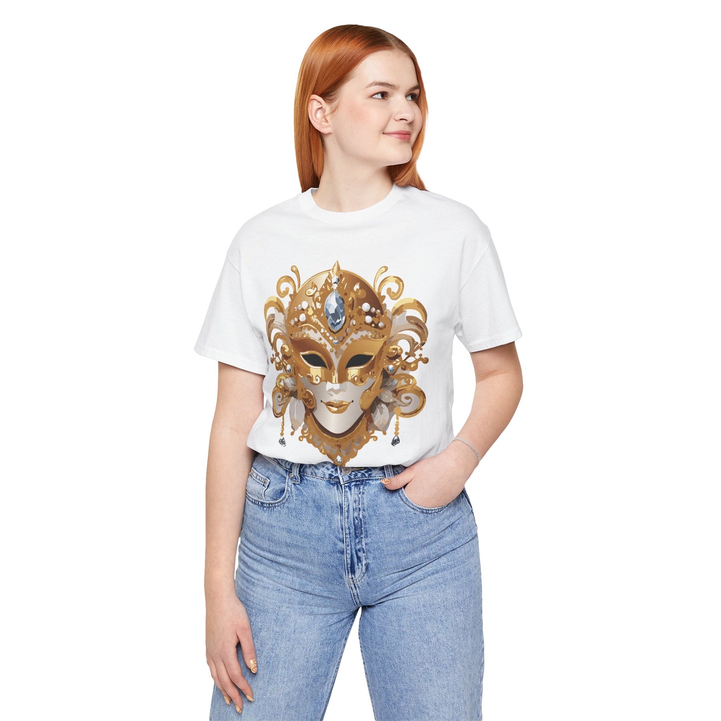 Mask Shirt, Shirt with Mask, Tee Shirt with Gold Face