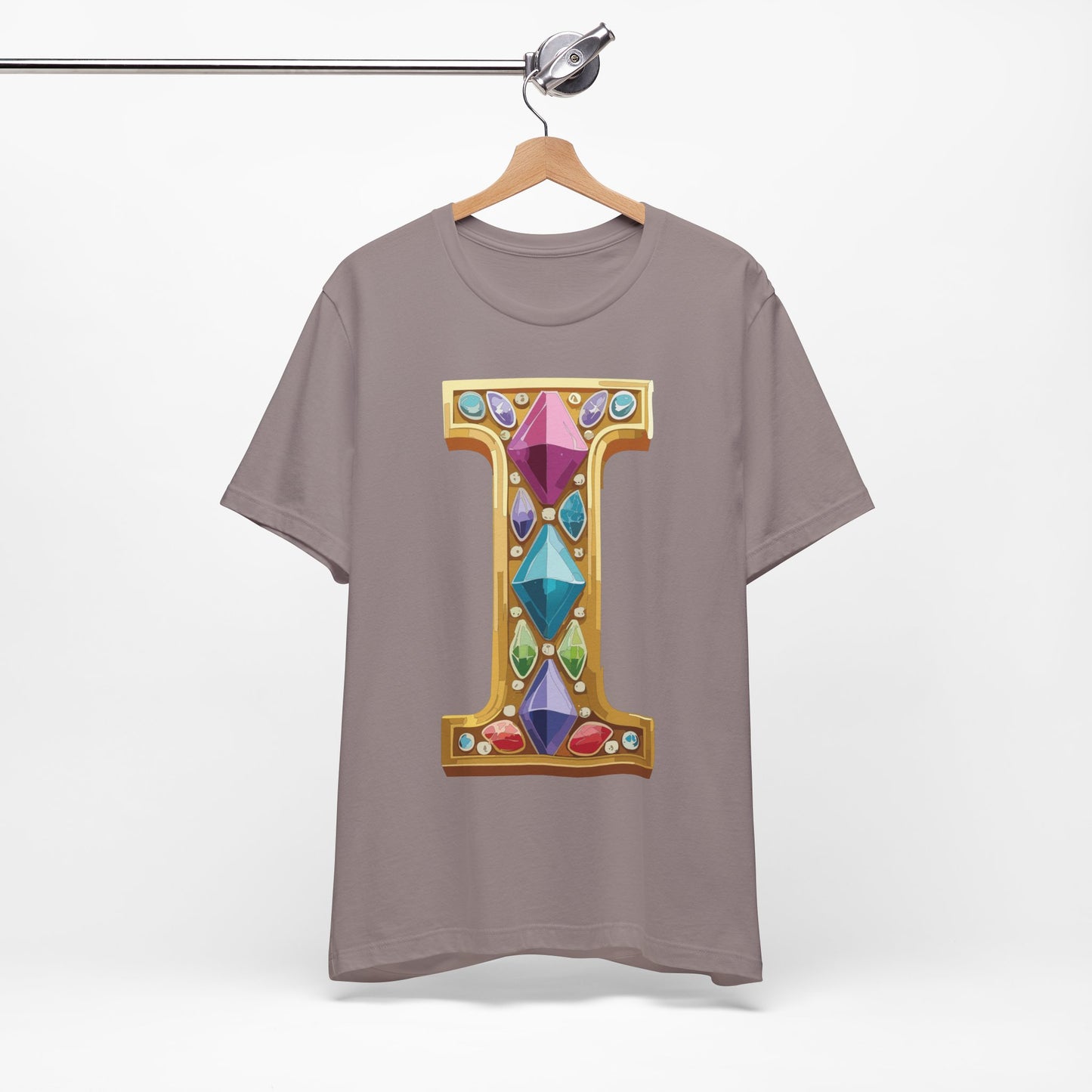 Letter Shirt, Shirt with Letters, Tee Shirt with Gold Letter, Shirt with Antique Letters