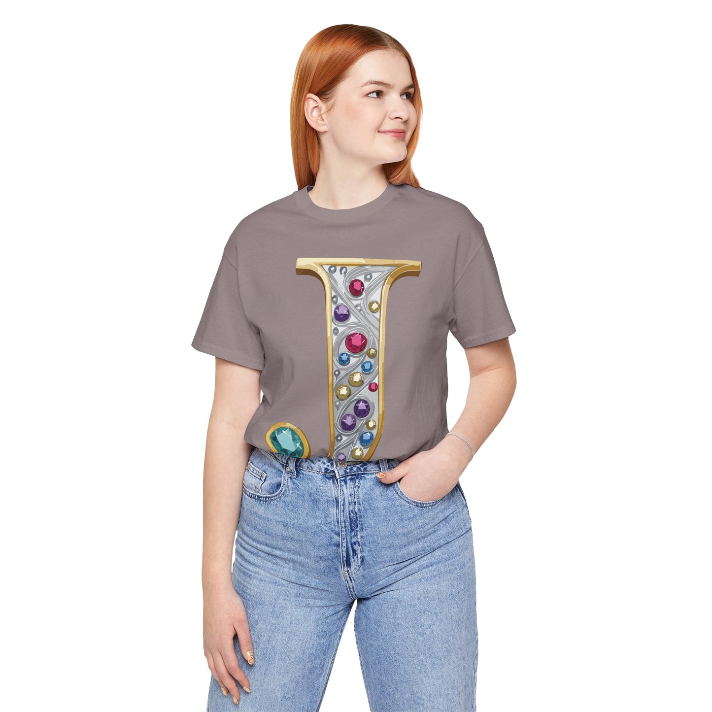 Letter Shirt, Shirt with Letters, Tee Shirt with Gold Letter, Shirt with Antique Letters