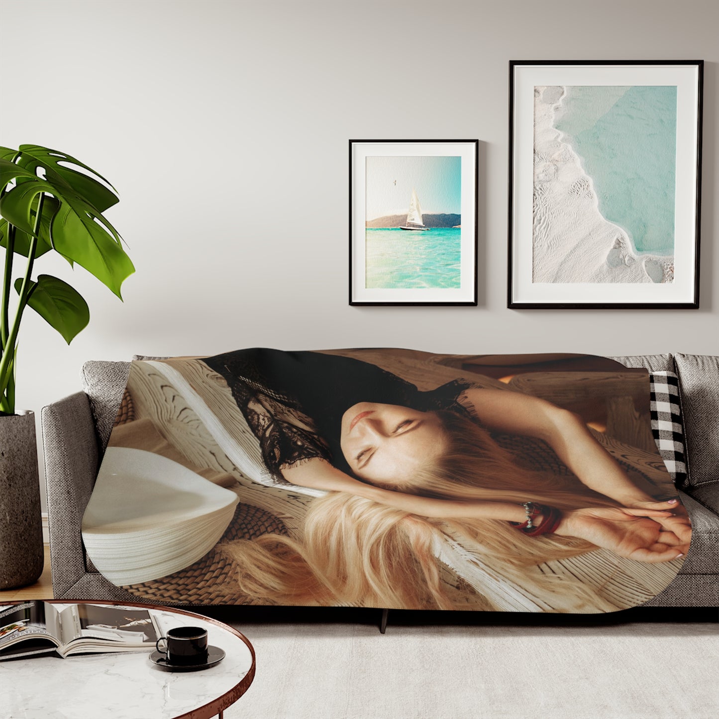 Blanket with Beautiful Woman