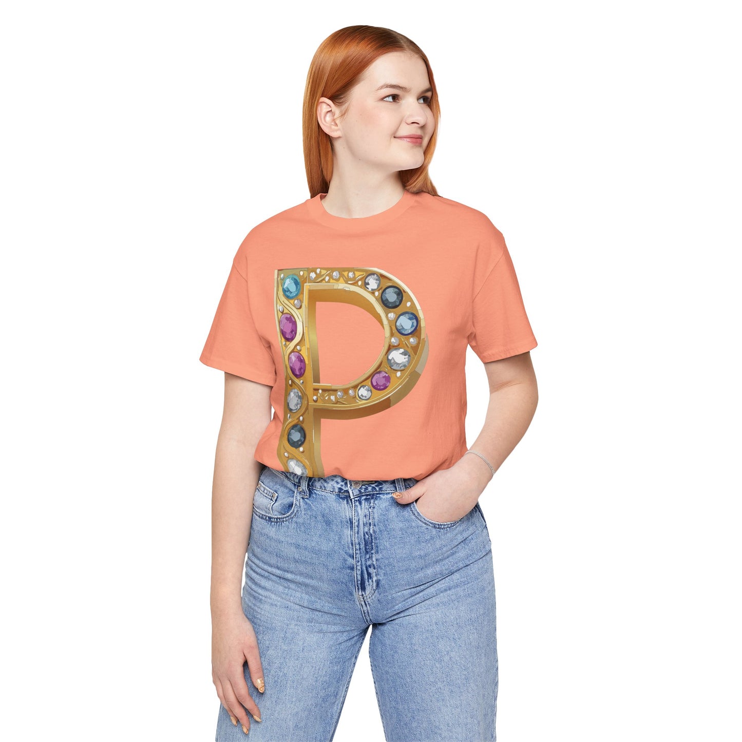 Letter Shirt, Shirt with Letters, Tee Shirt with Gold Letter, Shirt with Antique Letters