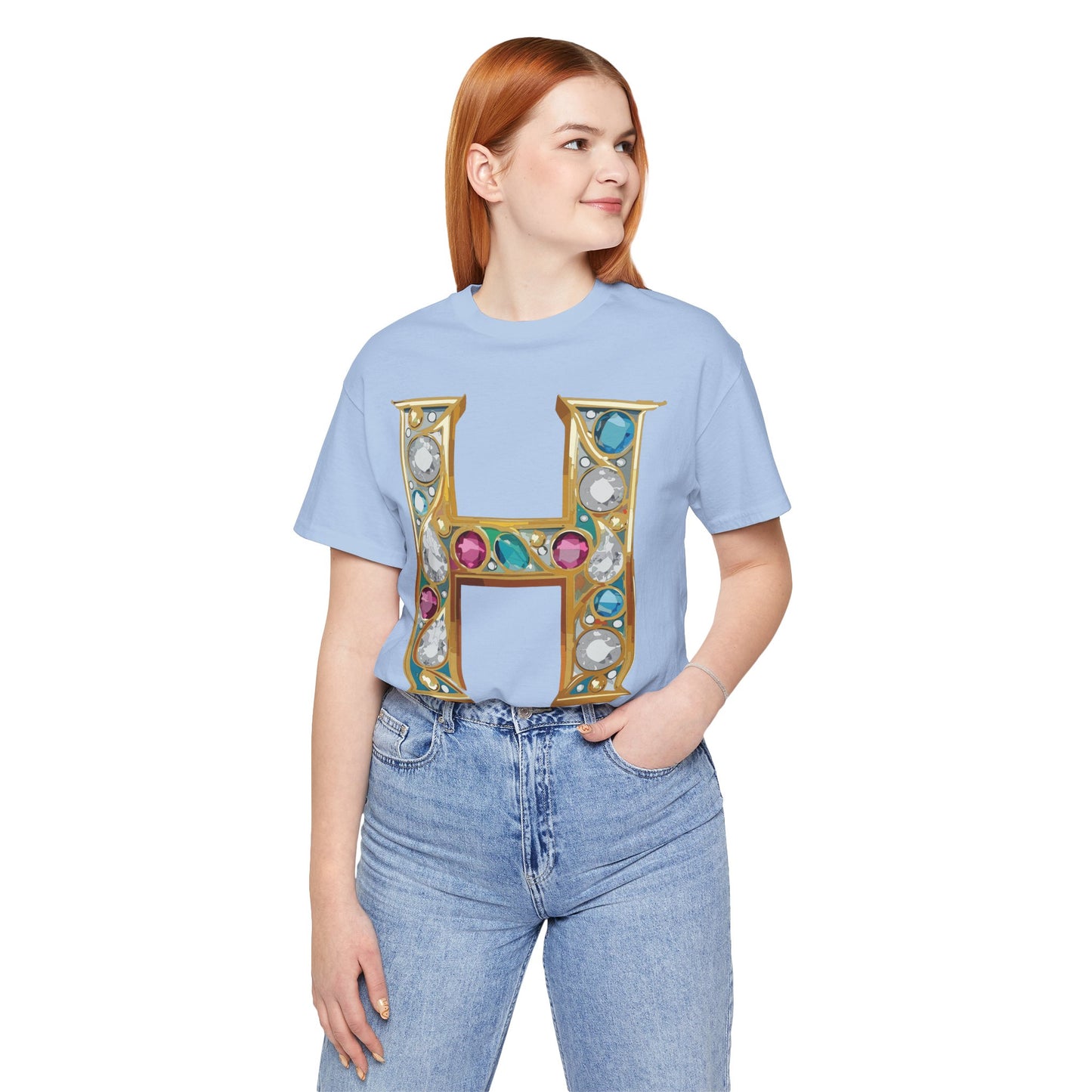 Letter Shirt, Shirt with Letters, Tee Shirt with Gold Letter, Shirt with Antique Letters