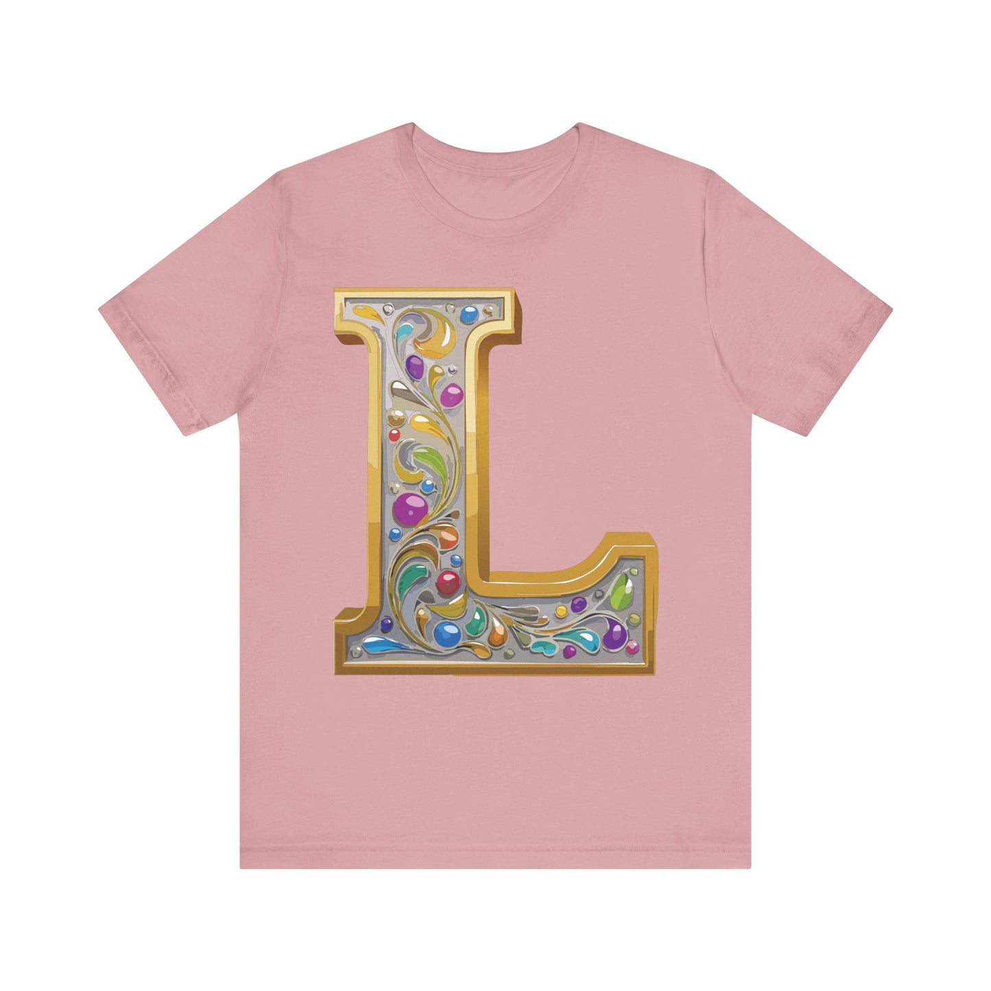 Letter Shirt, Shirt with Letters, Tee Shirt with Gold Letter, Shirt with Antique Letters