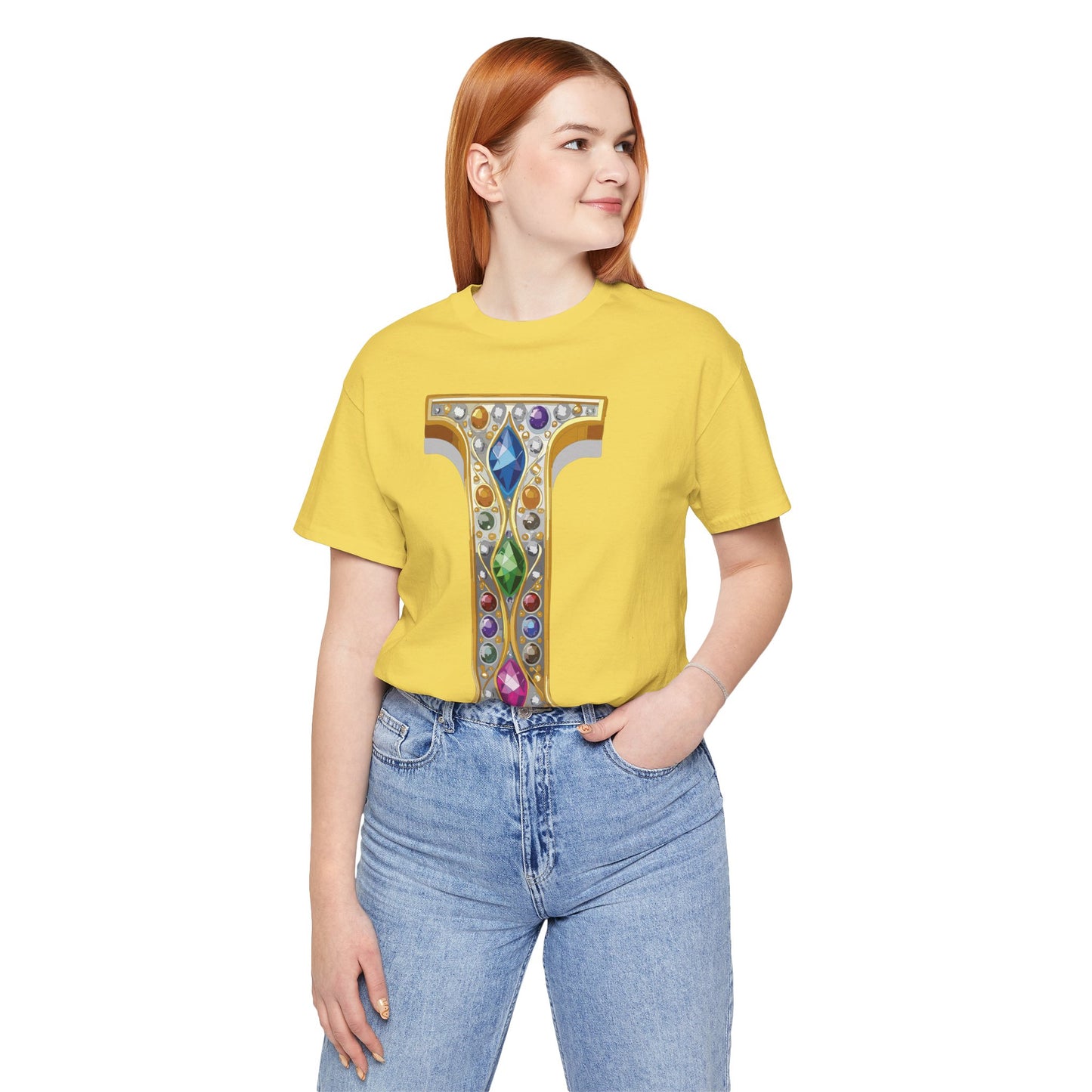 Letter Shirt, Shirt with Letters, Tee Shirt with Gold Letter, Shirt with Antique Letters