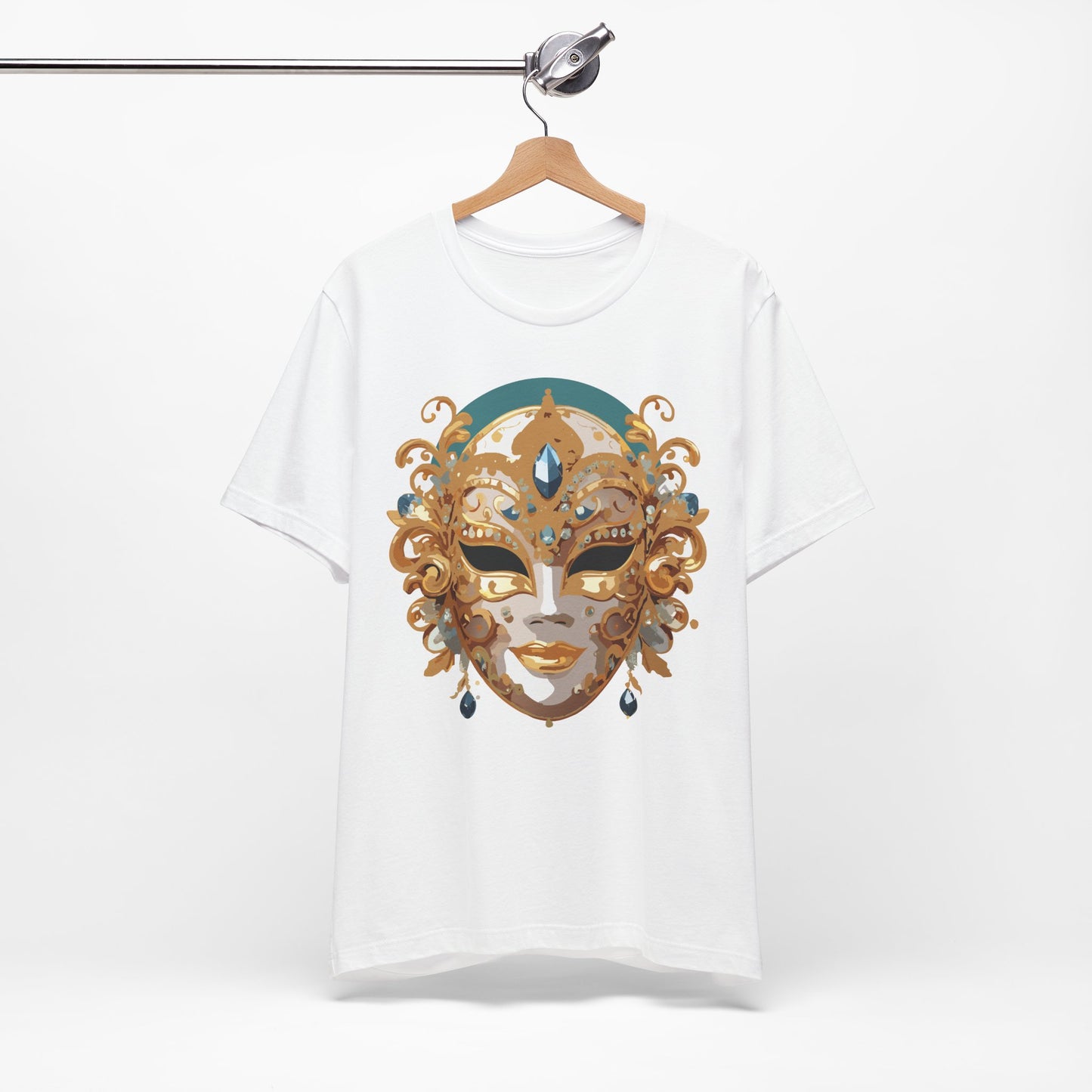 Mask Shirt, Shirt with Mask, Tee Shirt with Gold Face