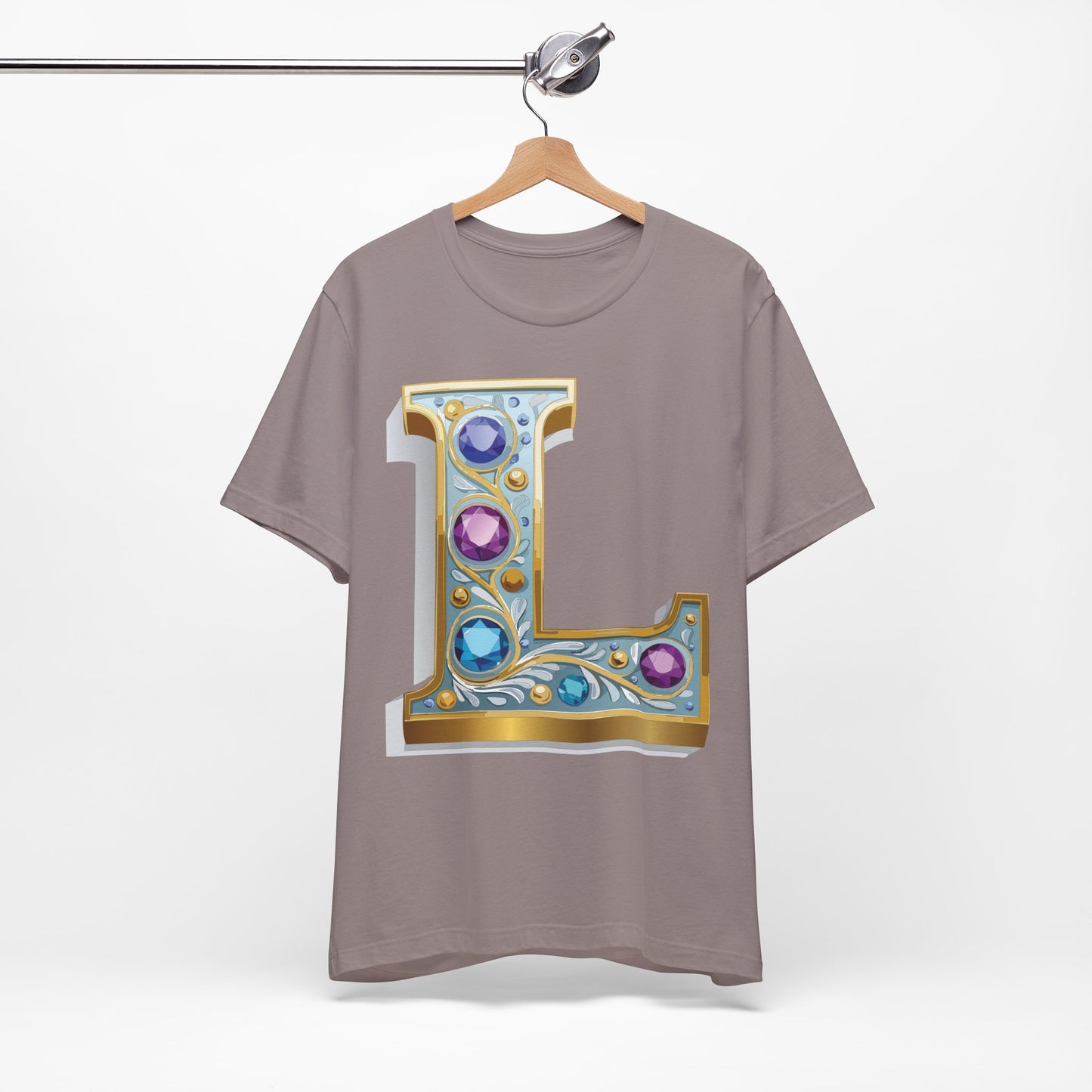 Letter Shirt, Shirt with Letters, Tee Shirt with Gold Letter, Shirt with Antique Letters