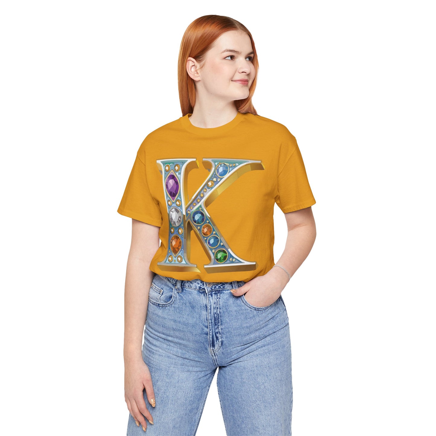 Letter Shirt, Shirt with Letters, Tee Shirt with Gold Letter, Shirt with Antique Letters