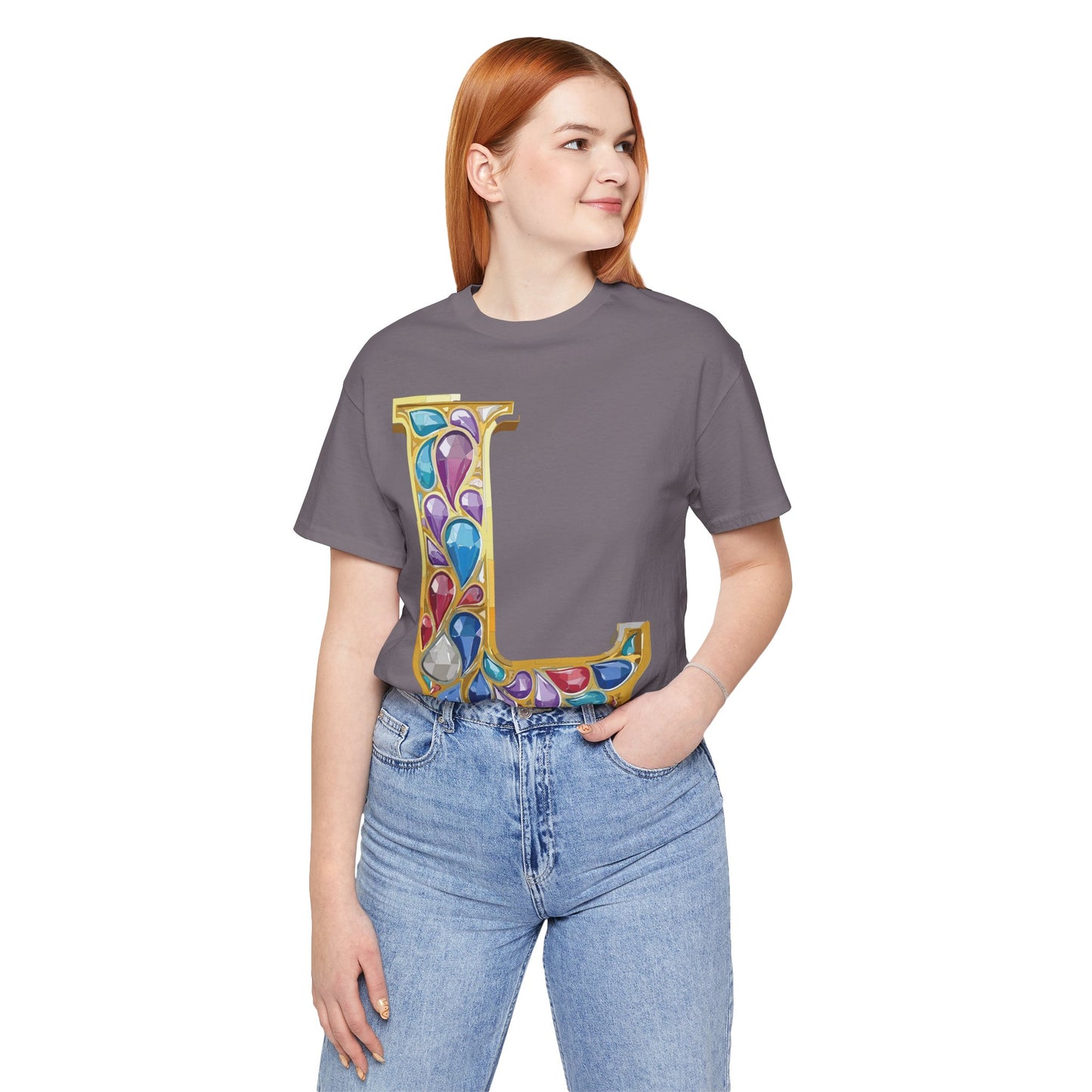 Letter Shirt, Shirt with Letters, Tee Shirt with Gold Letter, Shirt with Antique Letters