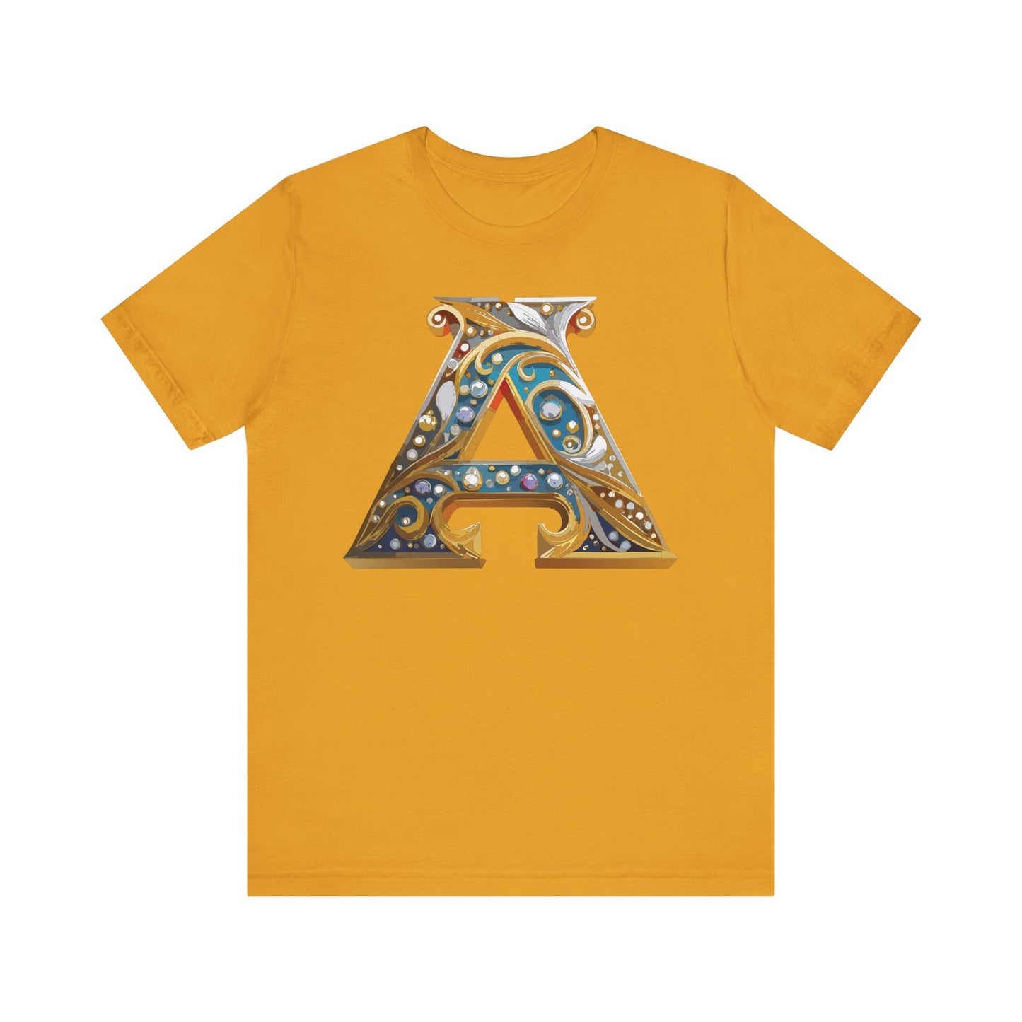Letter Shirt, Shirt with Letters, Tee Shirt with Gold Letter, Shirt with Antique Letters