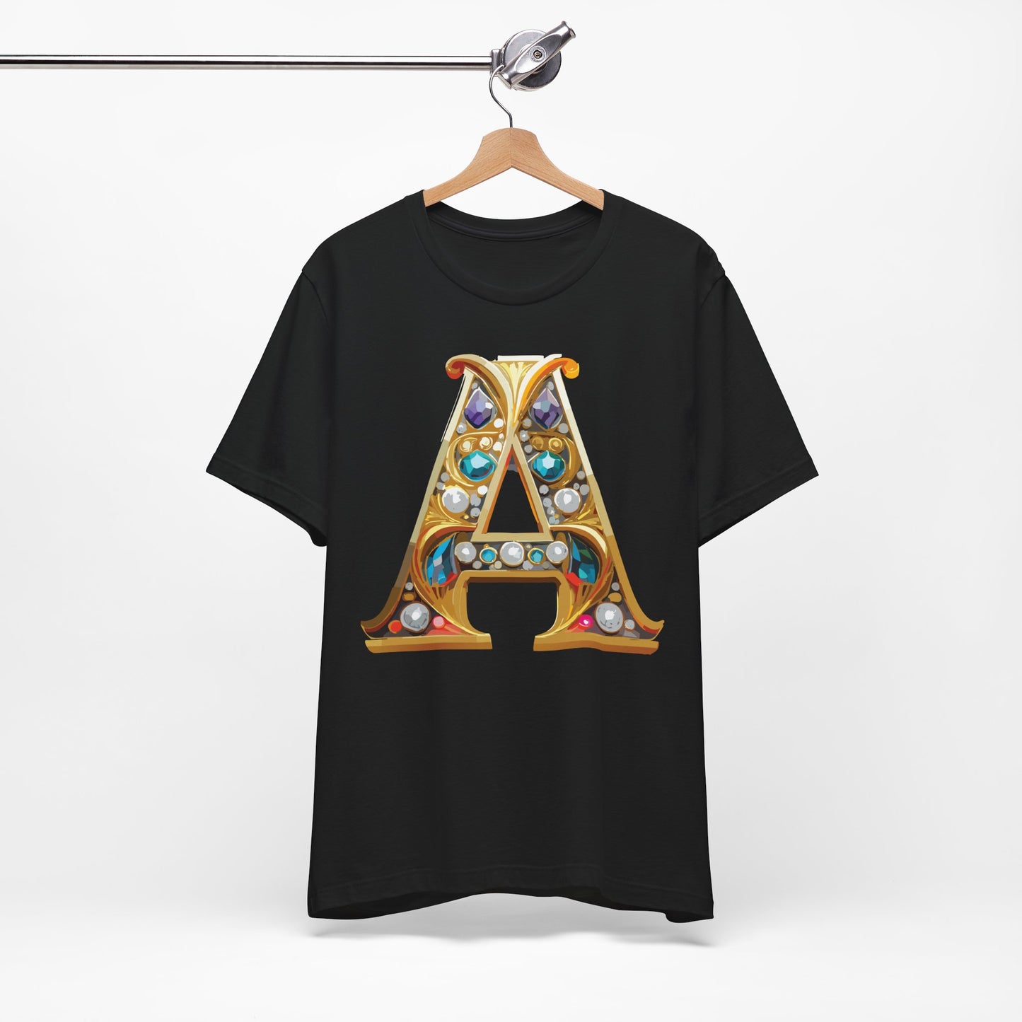 Letter Shirt, Shirt with Letters, Tee Shirt with Gold Letter, Shirt with Antique Letters