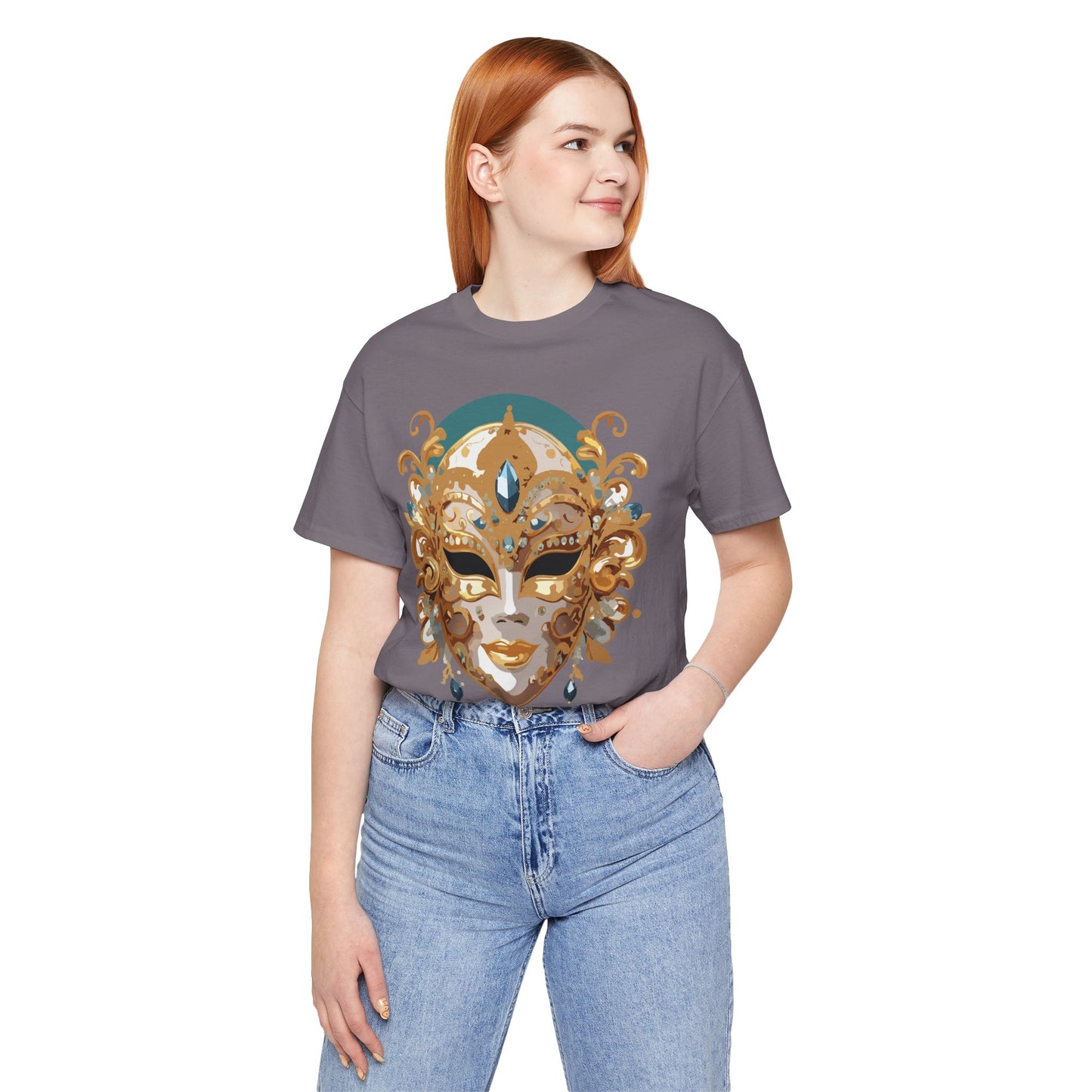 Mask Shirt, Shirt with Mask, Tee Shirt with Gold Face