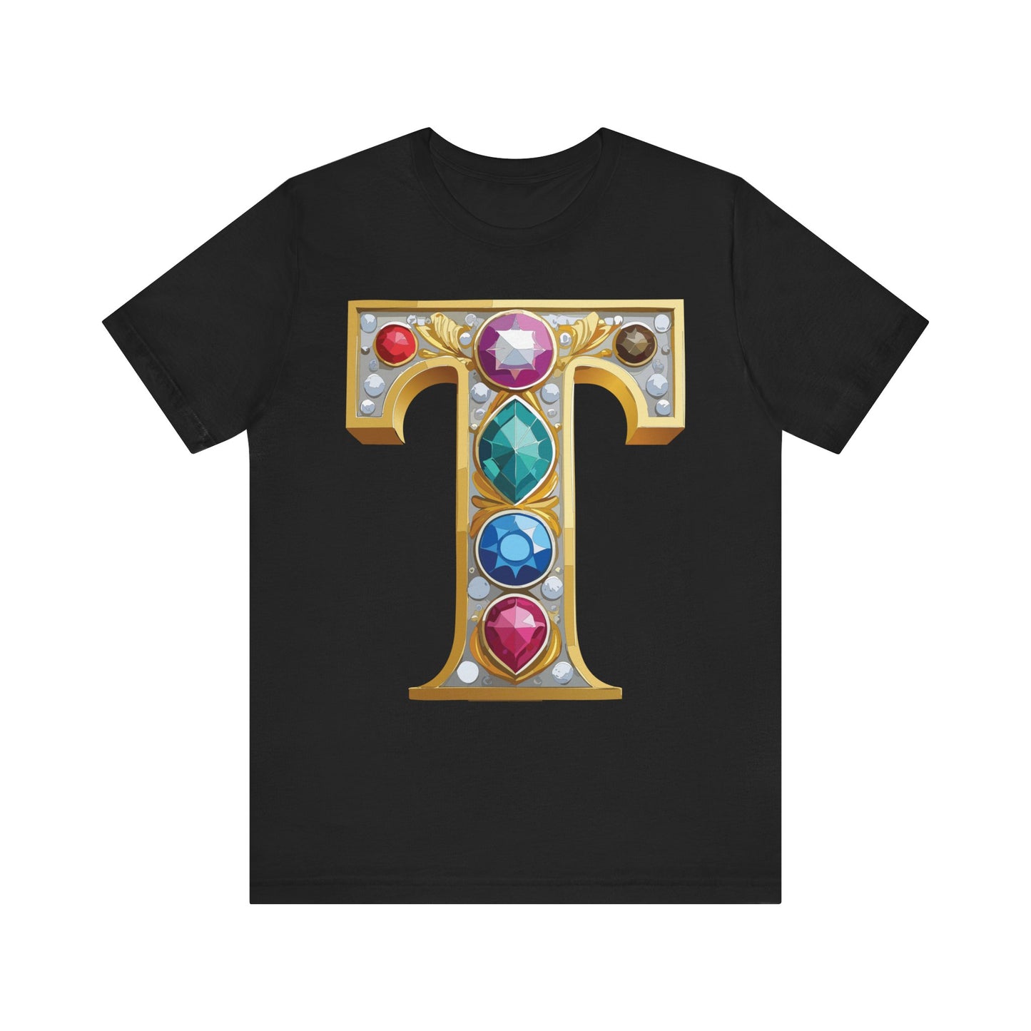 Letter Shirt, Shirt with Letters, Tee Shirt with Gold Letter, Shirt with Antique Letters