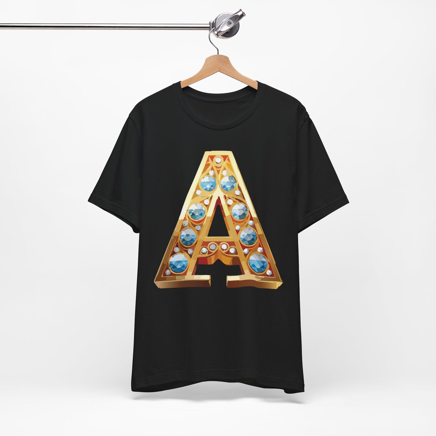 Letter Shirt, Shirt with Letters, Tee Shirt with Gold Letter, Shirt with Antique Letters