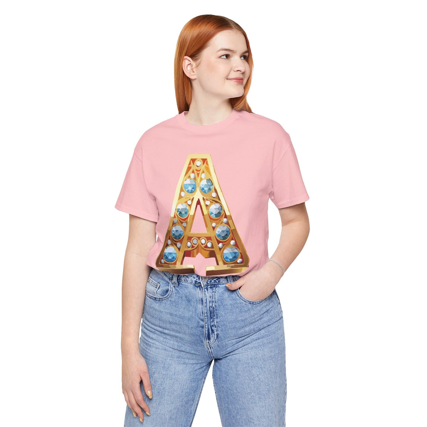 Letter Shirt, Shirt with Letters, Tee Shirt with Gold Letter, Shirt with Antique Letters
