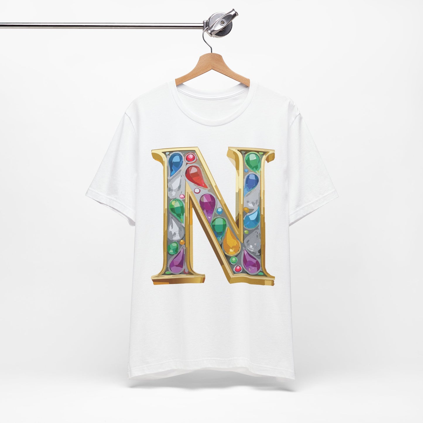 Letter Shirt, Shirt with Letters, Tee Shirt with Gold Letter, Shirt with Antique Letters