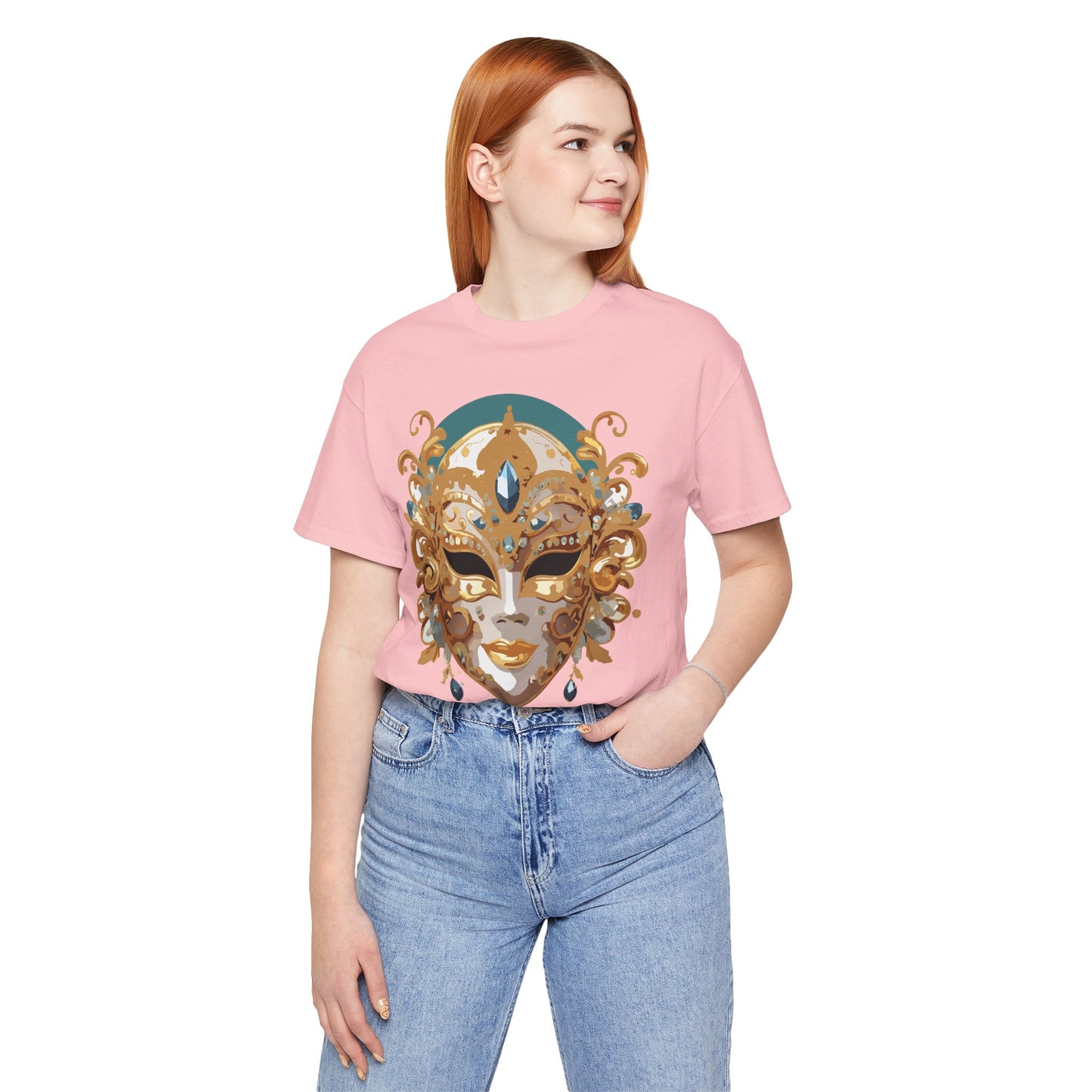 Mask Shirt, Shirt with Mask, Tee Shirt with Gold Face