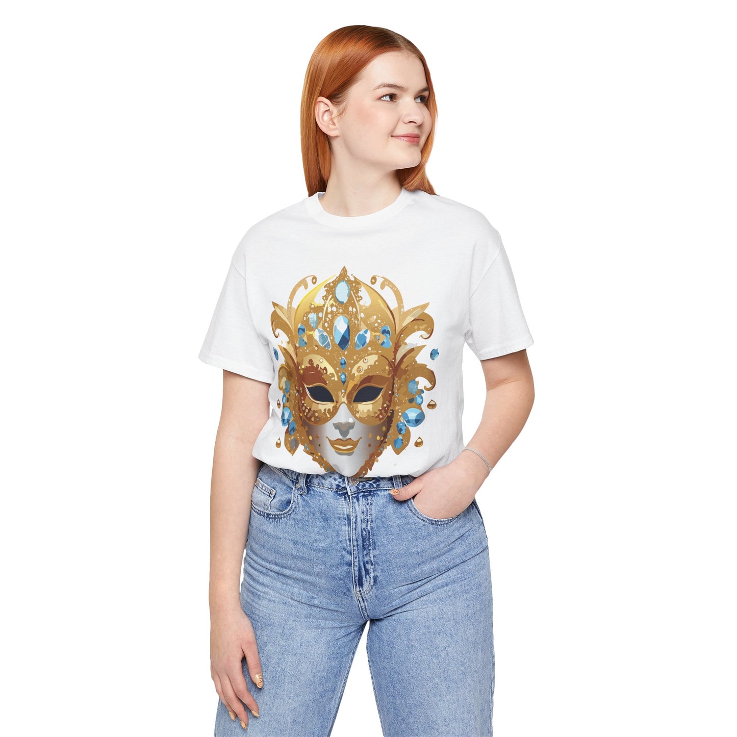 Mask Shirt, Shirt with Mask, Tee Shirt with Gold Face