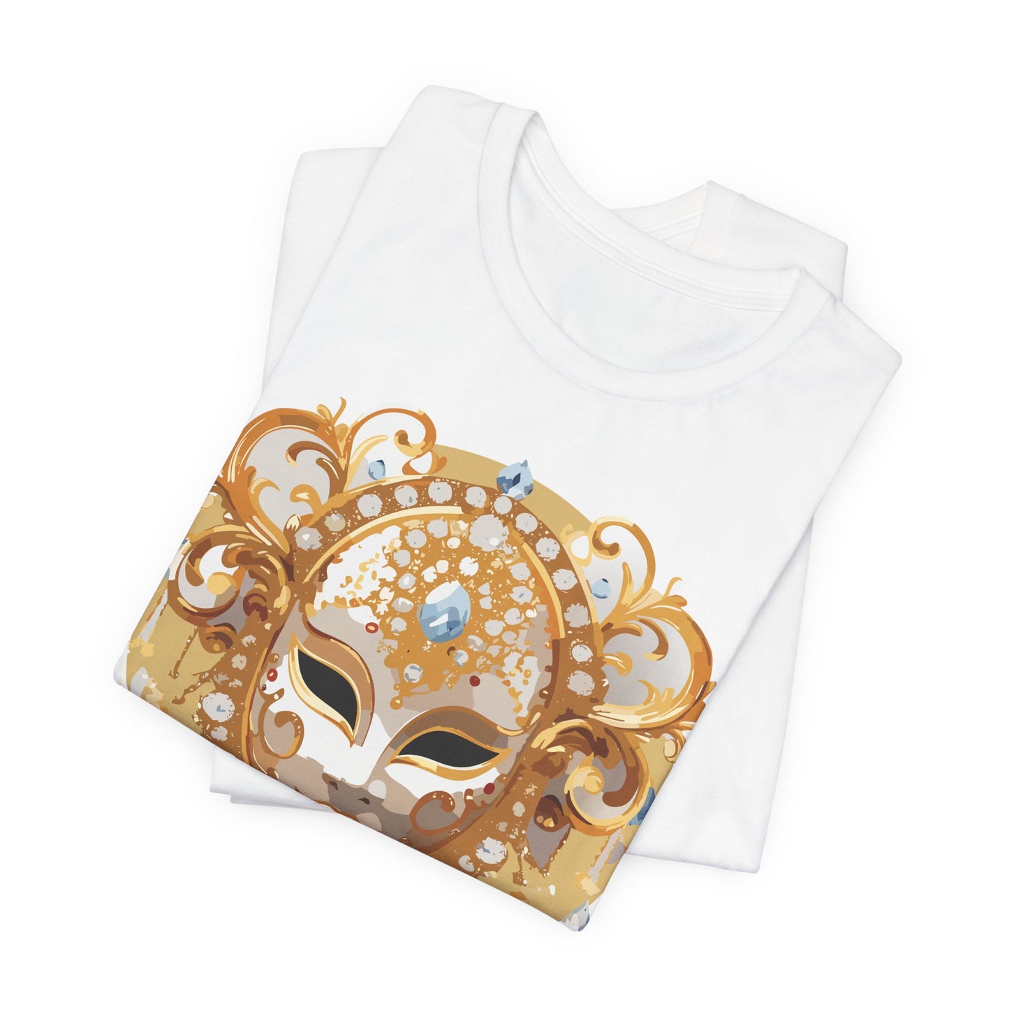 Mask Shirt, Shirt with Mask, Tee Shirt with Gold Face