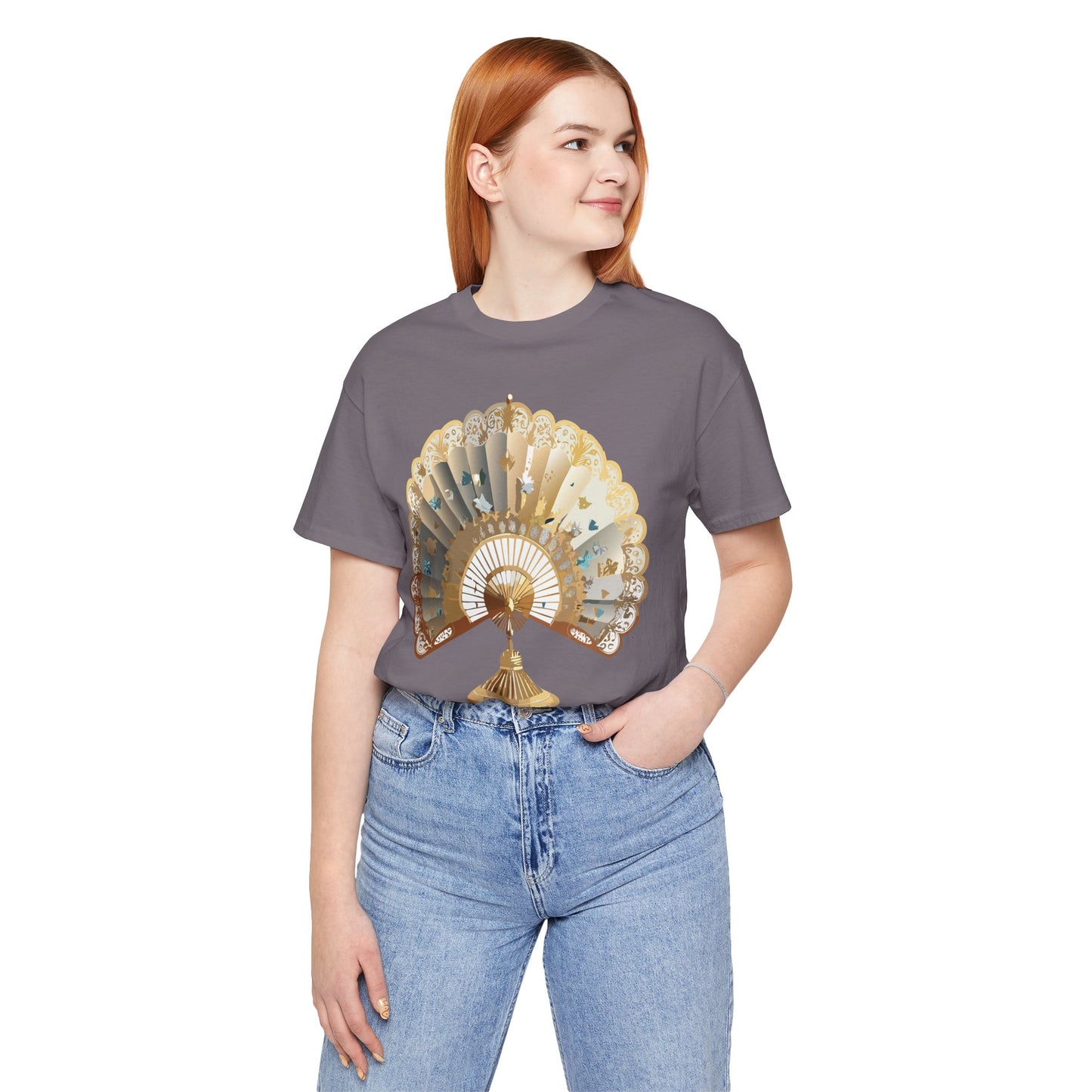 Fan shirt, Shirt with Fan, Tee Shirt with Gold Blower