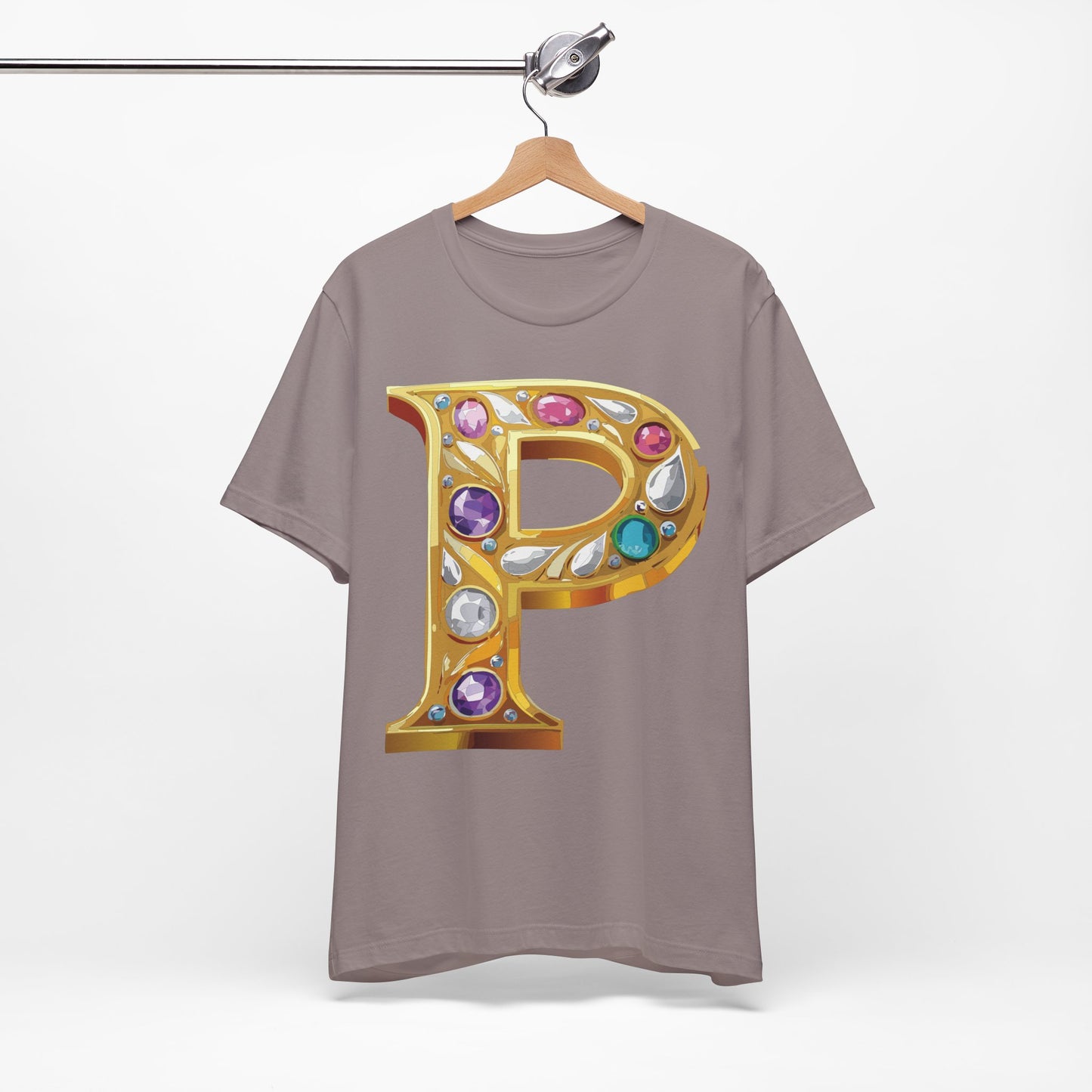 Letter Shirt, Shirt with Letters, Tee Shirt with Gold Letter, Shirt with Antique Letters