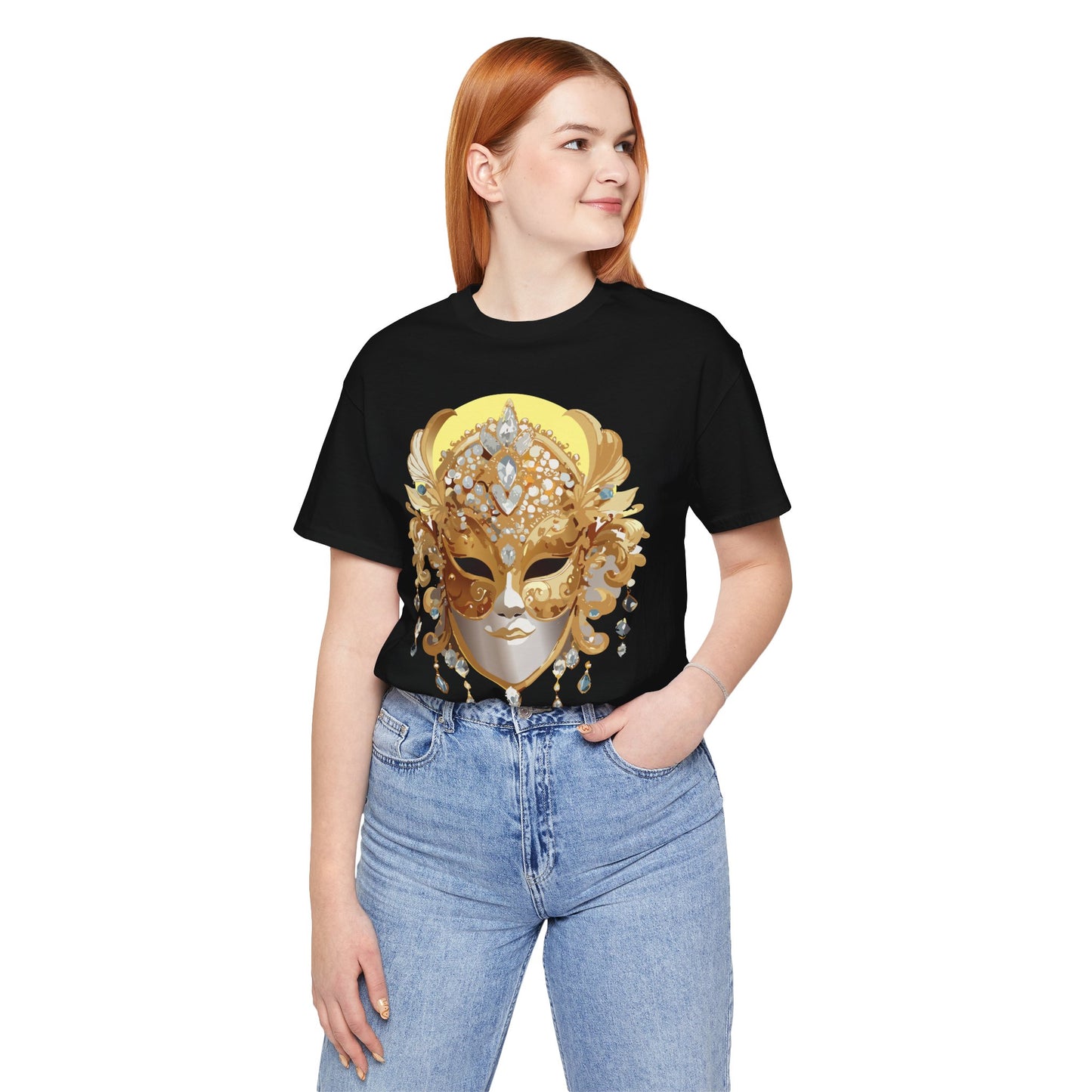 Mask Shirt, Shirt with Mask, Tee Shirt with Gold Face