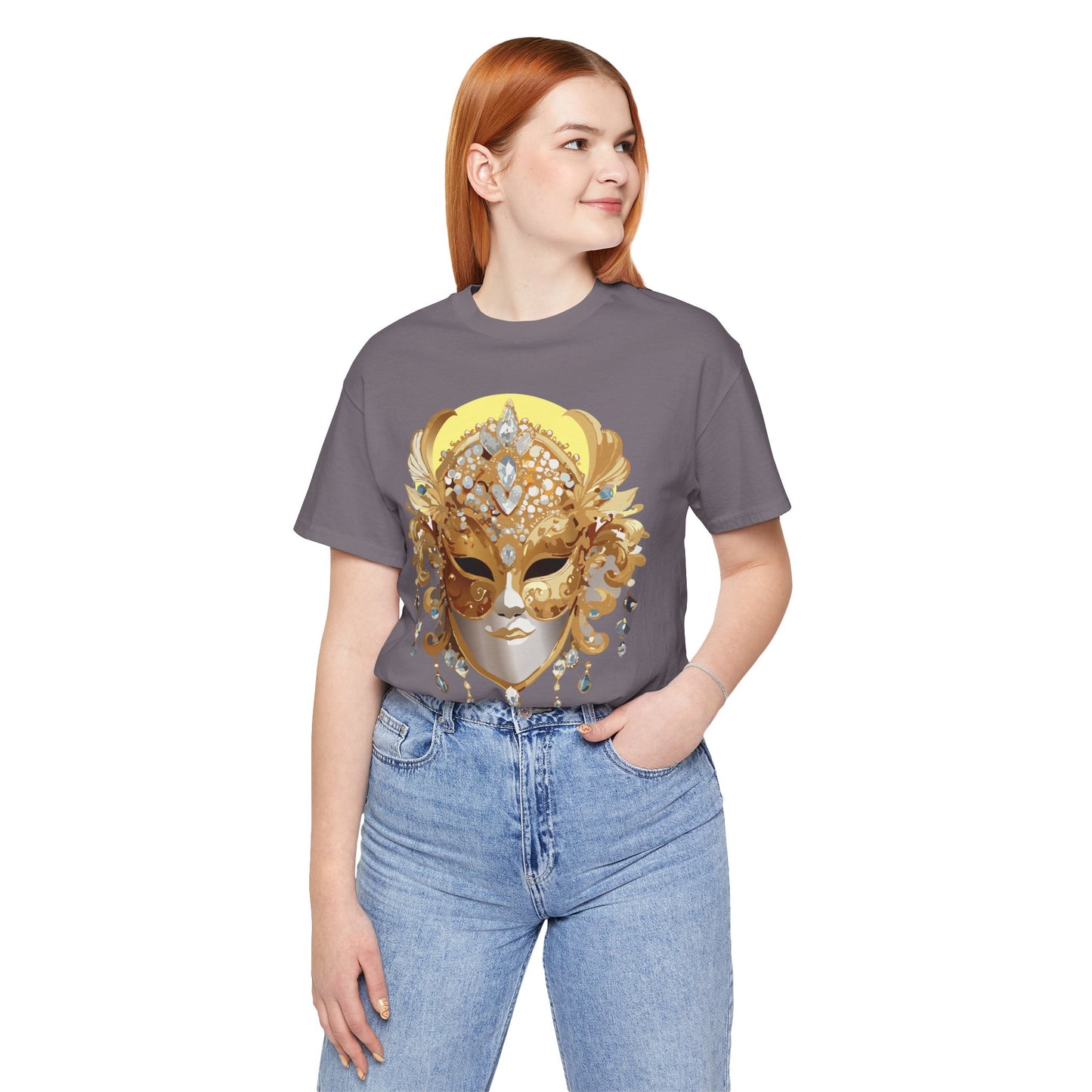 Mask Shirt, Shirt with Mask, Tee Shirt with Gold Face