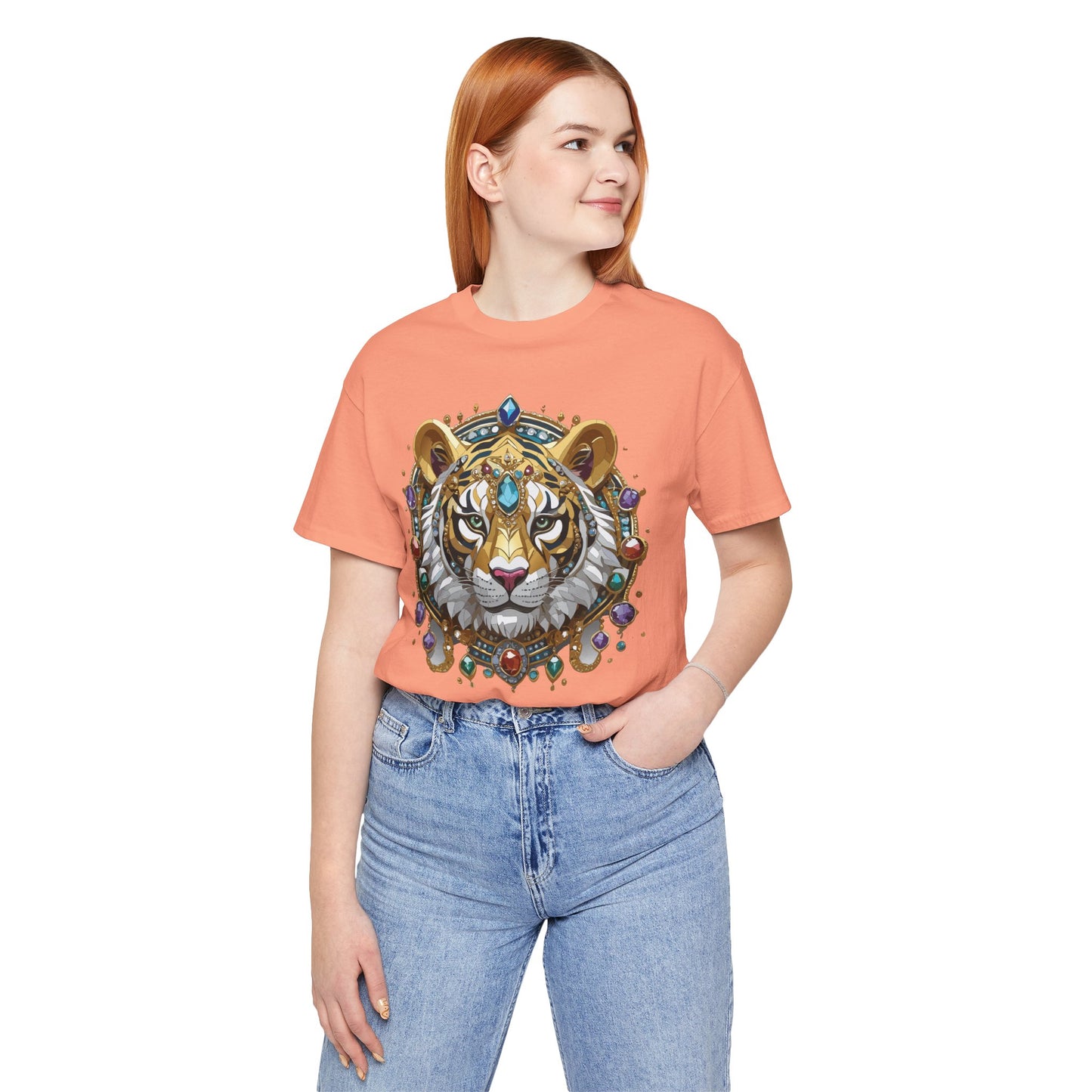 Animal Shirt, Shirt with Animal, Tee Shirt with Gold Animal Medal, Shirt with Antique Animal Medallion