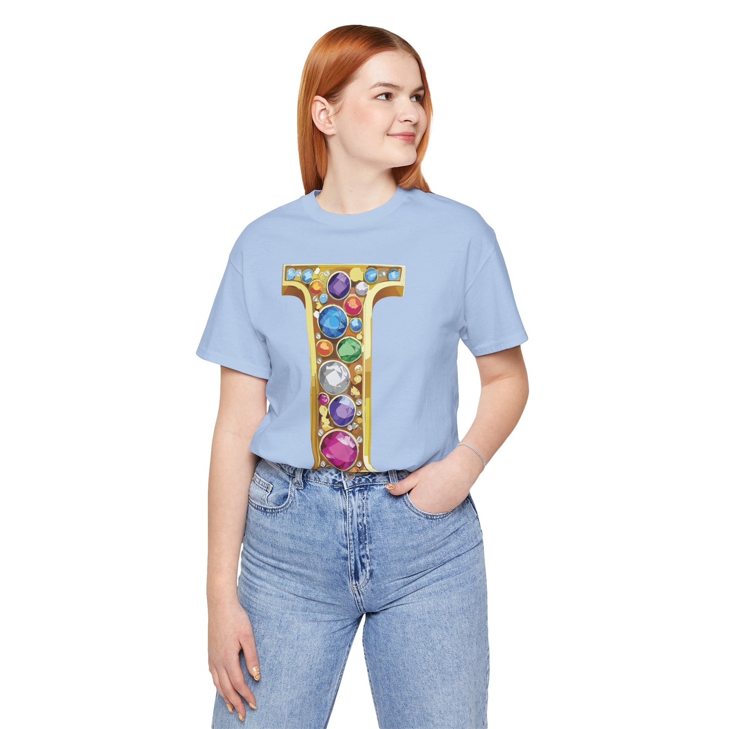 Letter Shirt, Shirt with Letters, Tee Shirt with Gold Letter, Shirt with Antique Letters