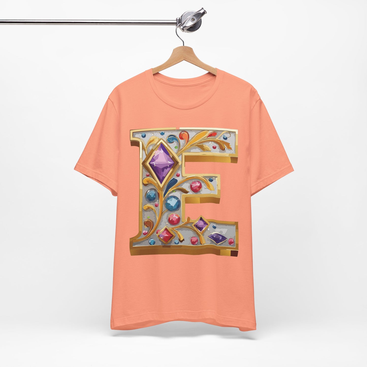 Letter Shirt, Shirt with Letters, Tee Shirt with Gold Letter, Shirt with Antique Letters