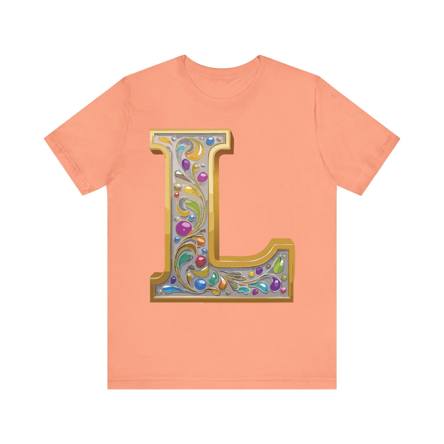 Letter Shirt, Shirt with Letters, Tee Shirt with Gold Letter, Shirt with Antique Letters