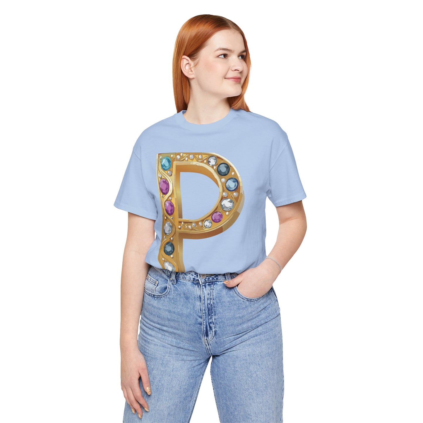 Letter Shirt, Shirt with Letters, Tee Shirt with Gold Letter, Shirt with Antique Letters