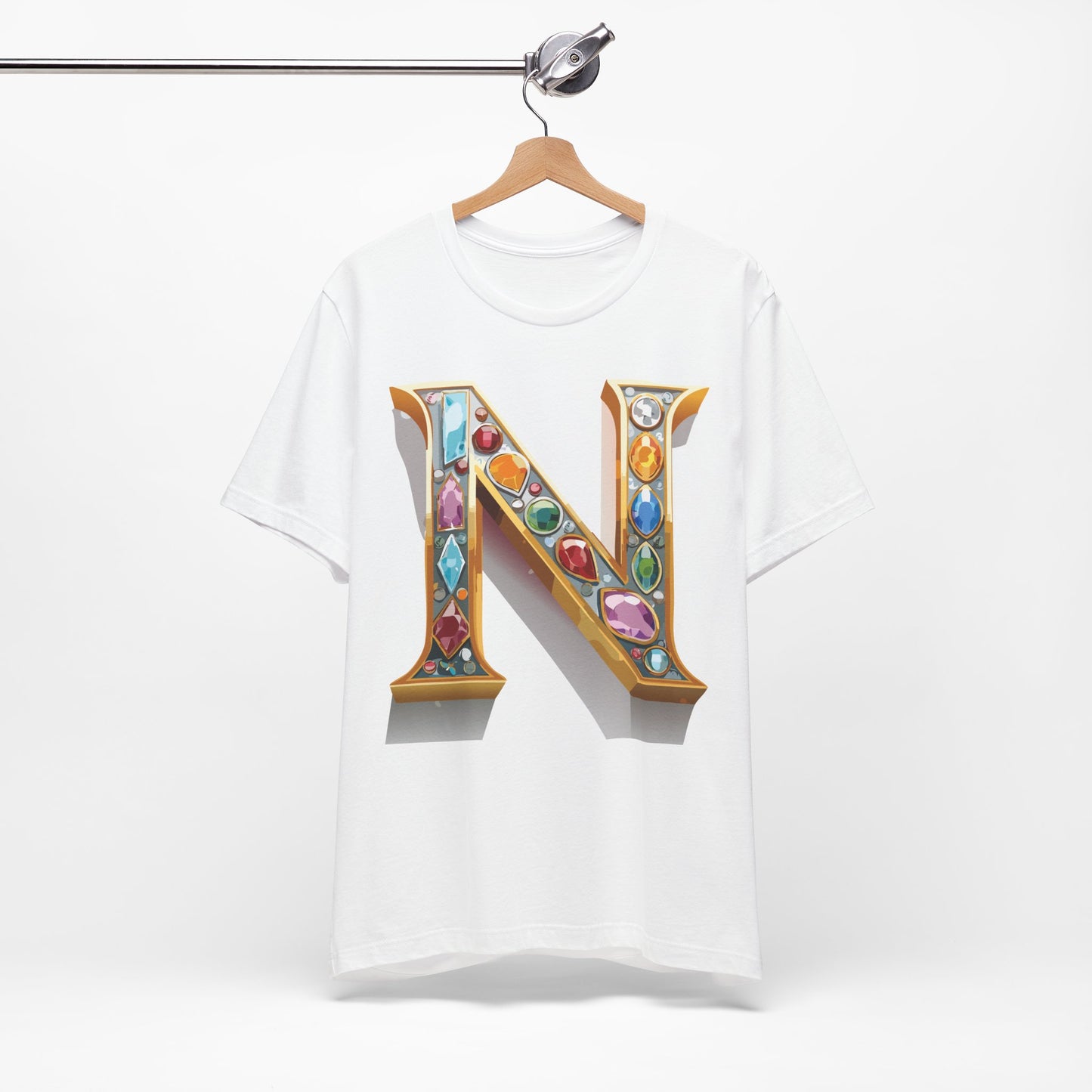 Letter Shirt, Shirt with Letters, Tee Shirt with Gold Letter, Shirt with Antique Letters