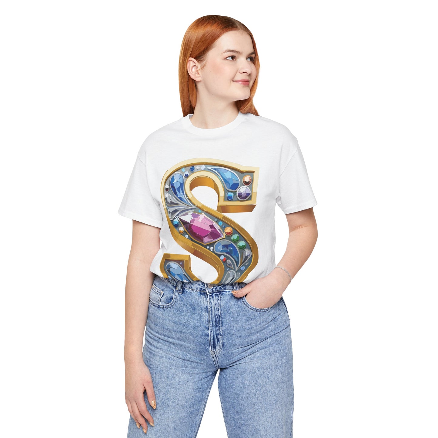 Letter Shirt, Shirt with Letters, Tee Shirt with Gold Letter, Shirt with Antique Letters