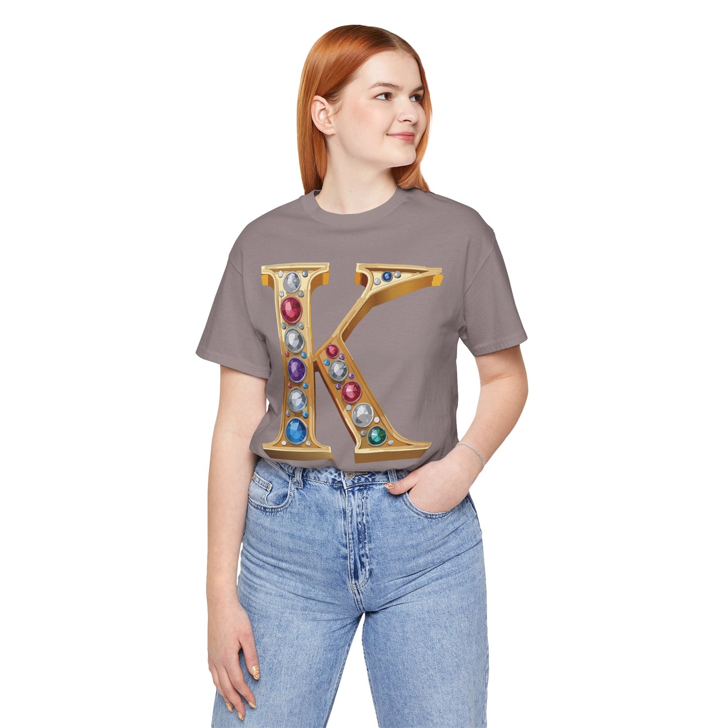 Letter Shirt, Shirt with Letters, Tee Shirt with Gold Letter, Shirt with Antique Letters