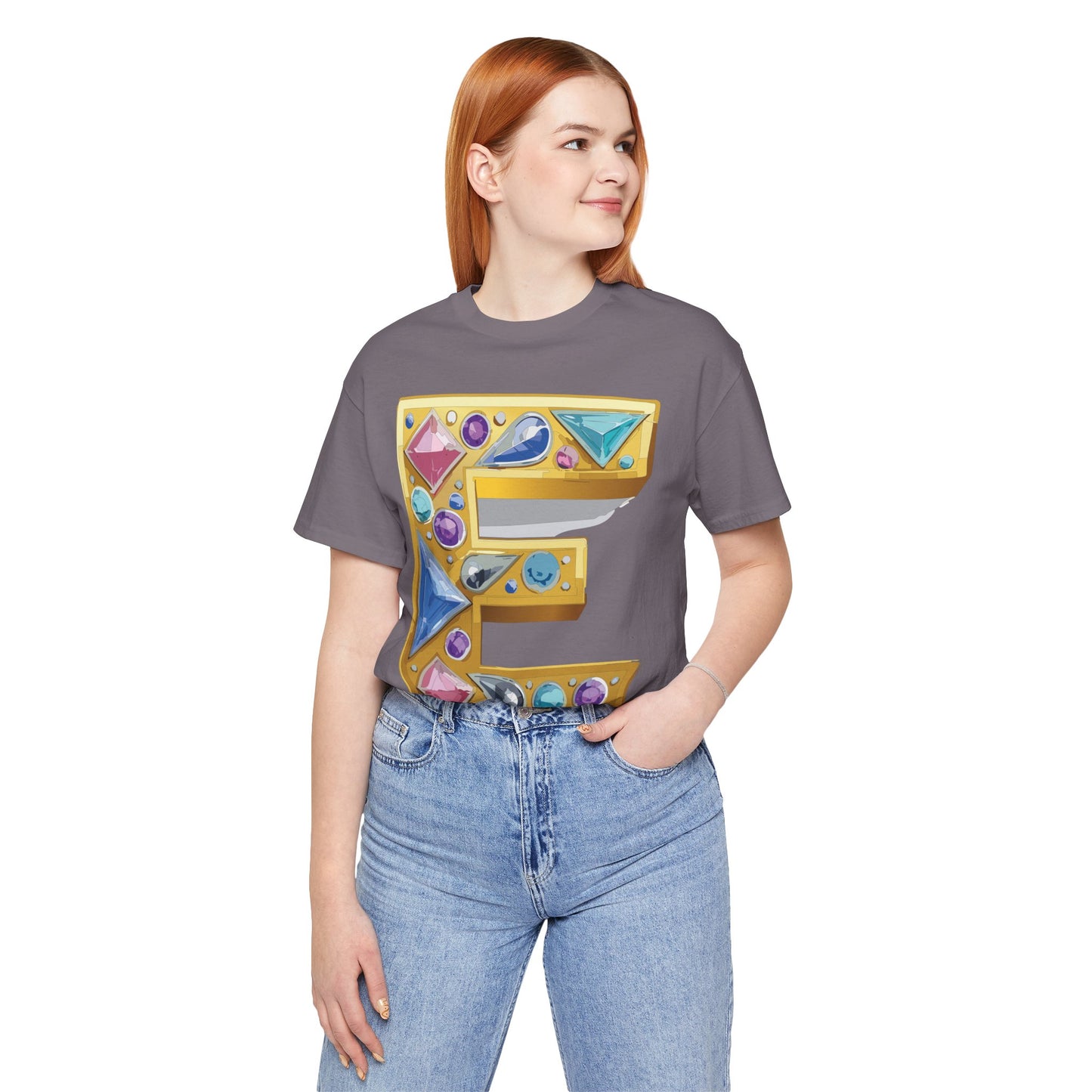 Letter Shirt, Shirt with Letters, Tee Shirt with Gold Letter, Shirt with Antique Letters