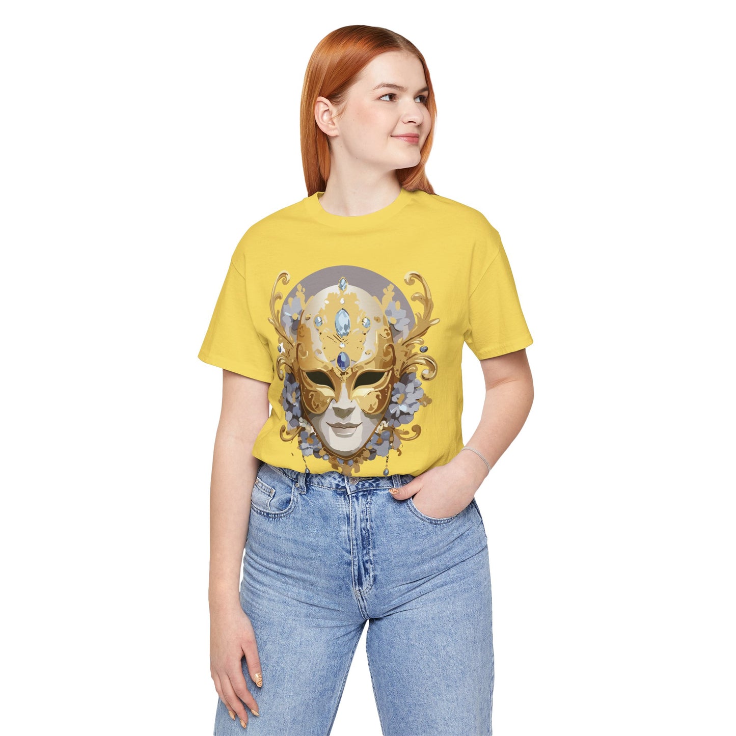 Mask Shirt, Shirt with Mask, Tee Shirt with Gold Face