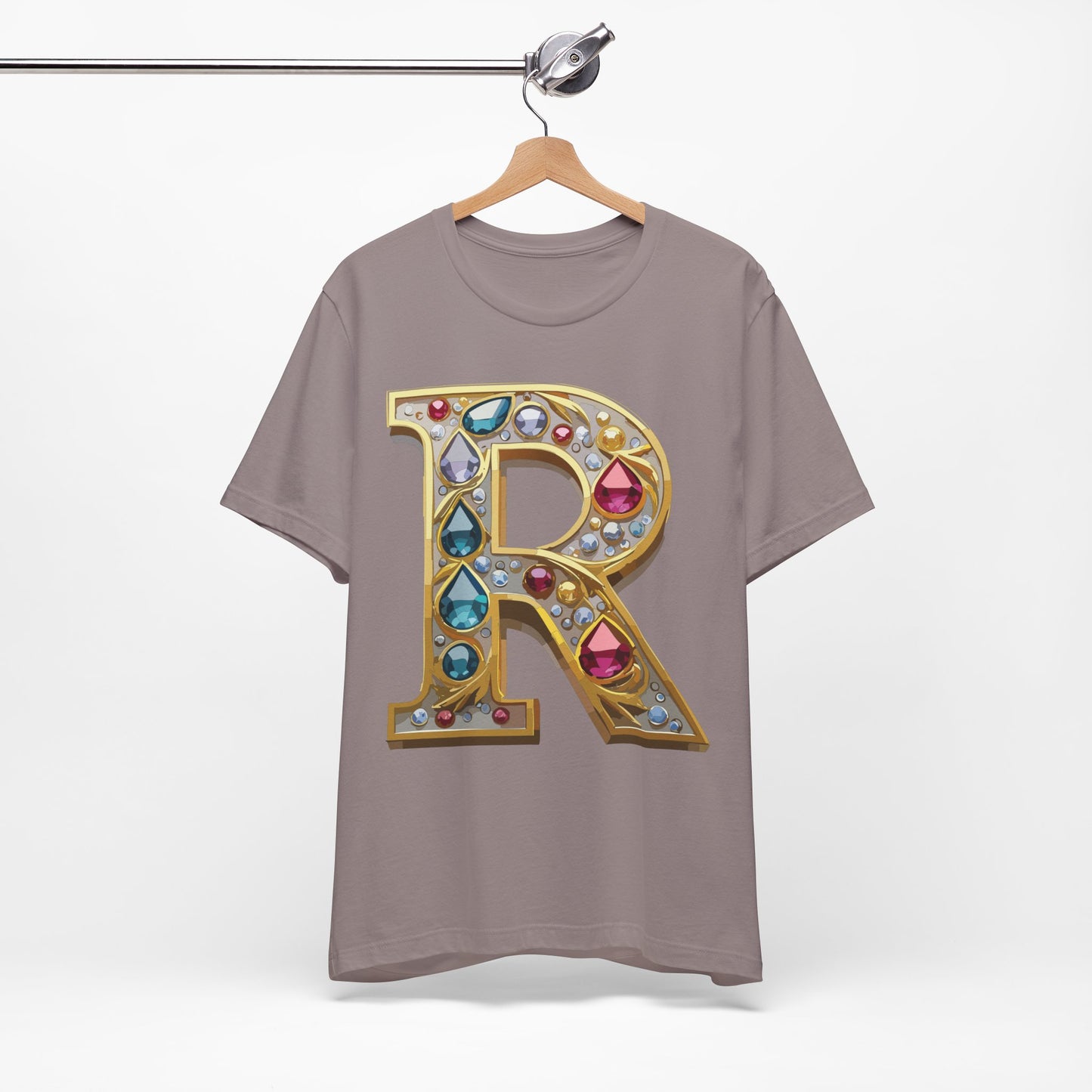 Letter Shirt, Shirt with Letters, Tee Shirt with Gold Letter, Shirt with Antique Letters