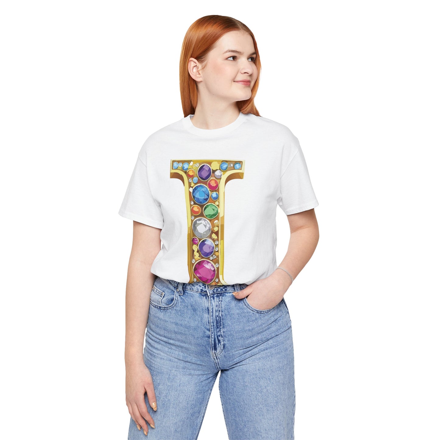 Letter Shirt, Shirt with Letters, Tee Shirt with Gold Letter, Shirt with Antique Letters