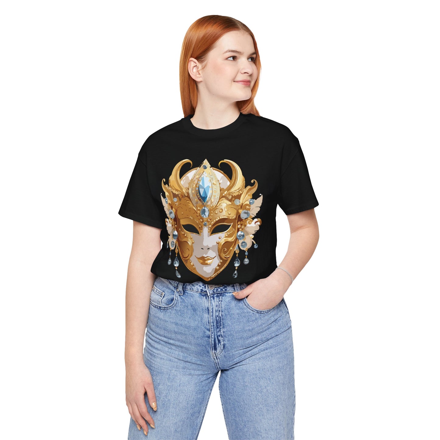 Mask Shirt, Shirt with Mask, Tee Shirt with Gold Face